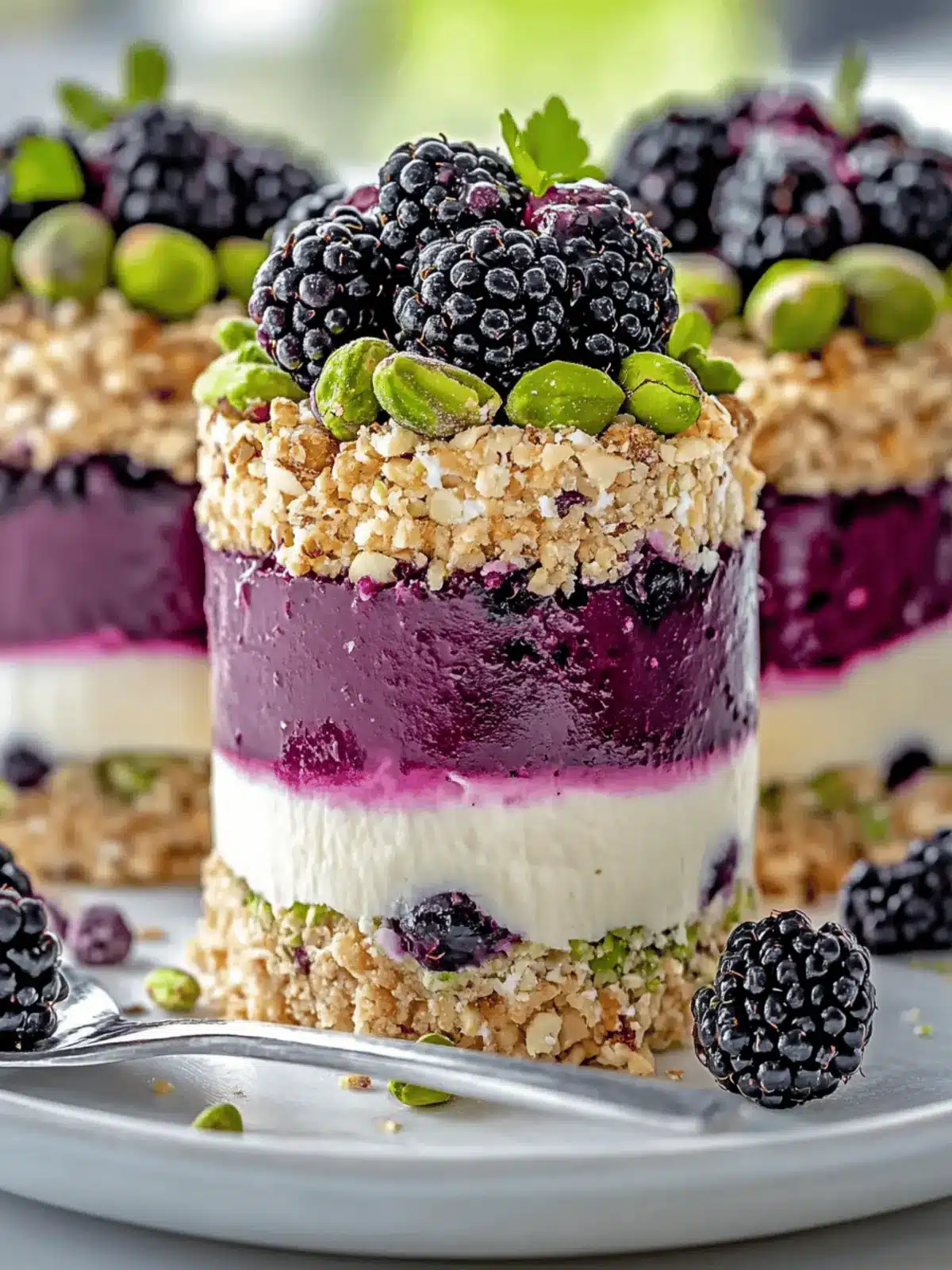 Delightful Pistachio & Blackberry Cheesecake Towers Unveiled 4 Delightful Pistachio & Blackberry Cheesecake Towers