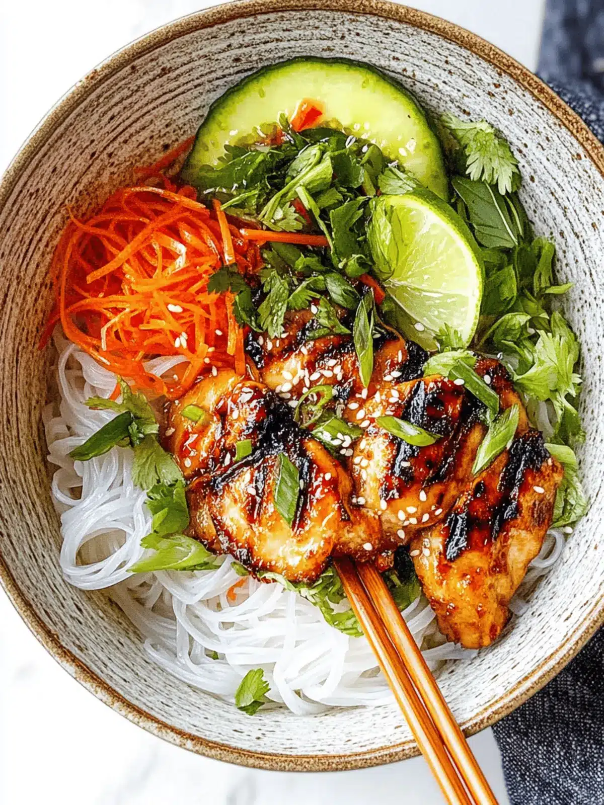 Savory Vermicelli Noodle Bowl with Grilled Chicken Thighs 3 Vermicelli Noodle Bowl