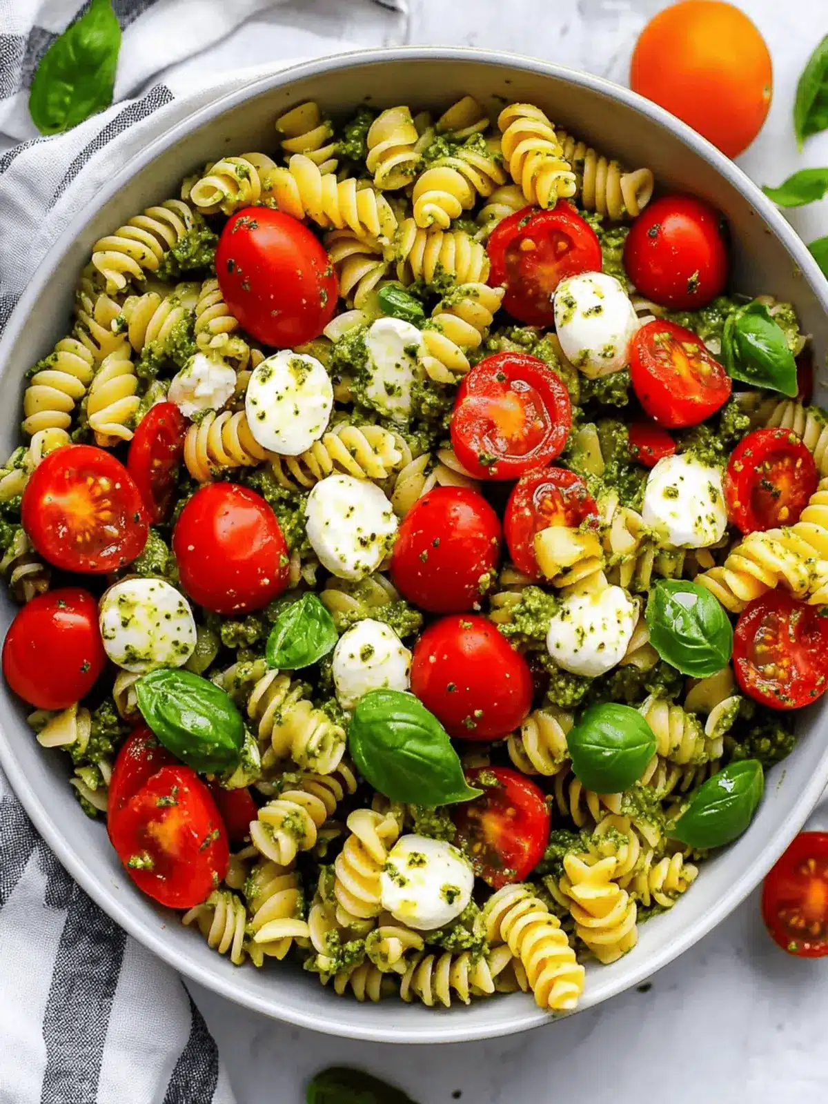 Delicious Pesto Pasta Salad with Tomatoes & Mozzarella Magic 2 Pesto Pasta Salad with Tomatoes & Mozzarella
