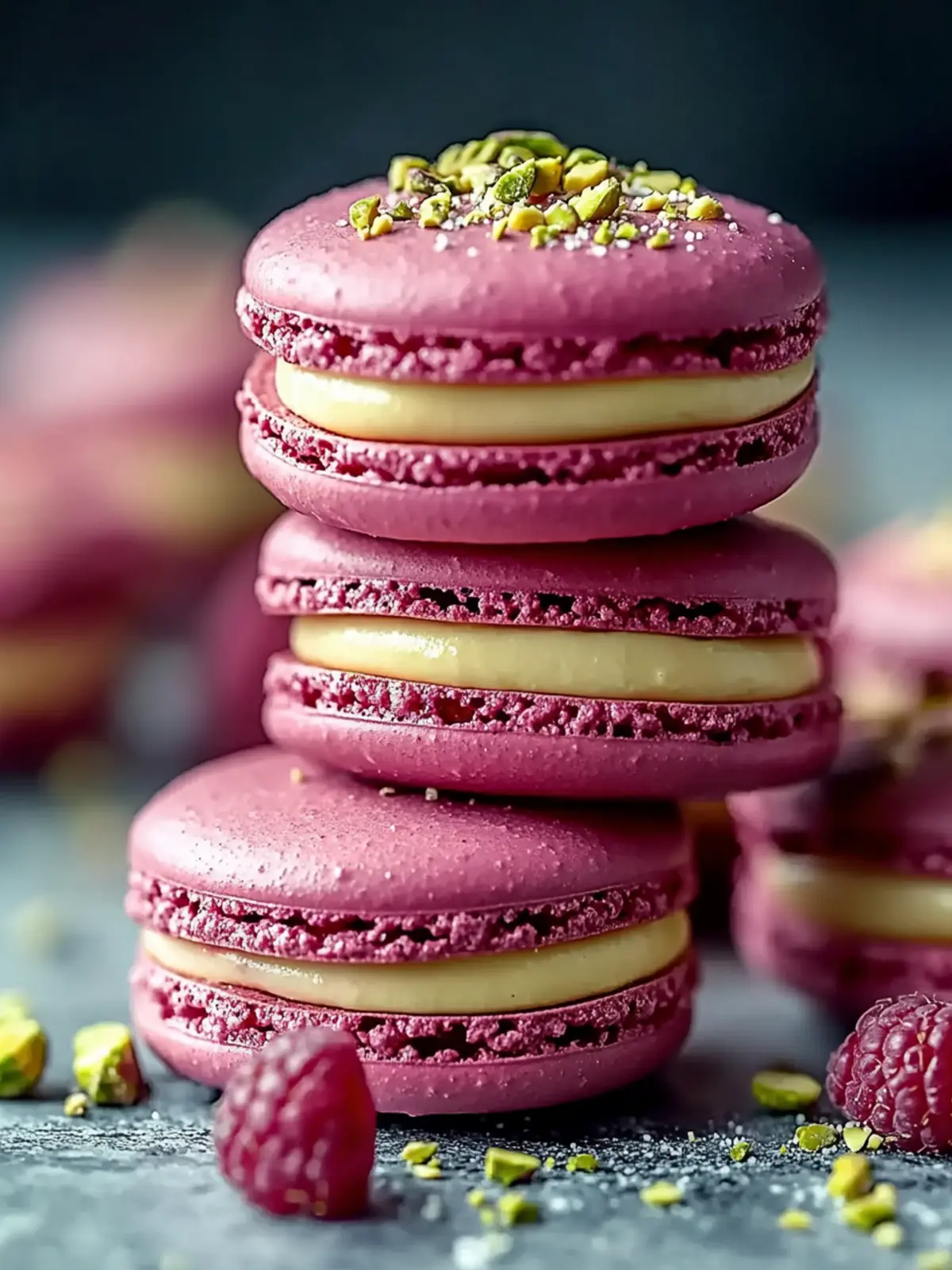 Decadent Luxurious Raspberry Pistachio Macarons to Impress 4 Luxurious Raspberry Pistachio Macarons