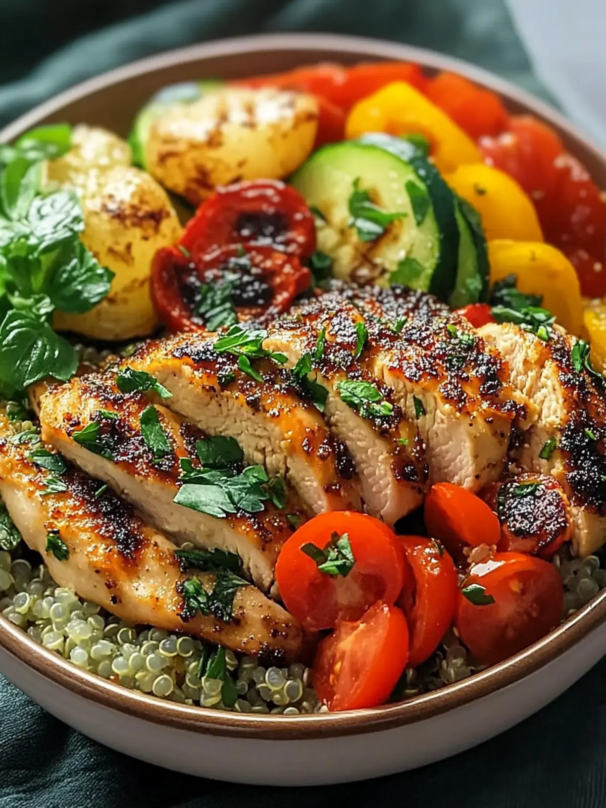 Herbed Chicken and Quinoa Bowl with Veggies for Easy Meal Prep 2 Herbed Chicken and Quinoa Bowl with Veggies