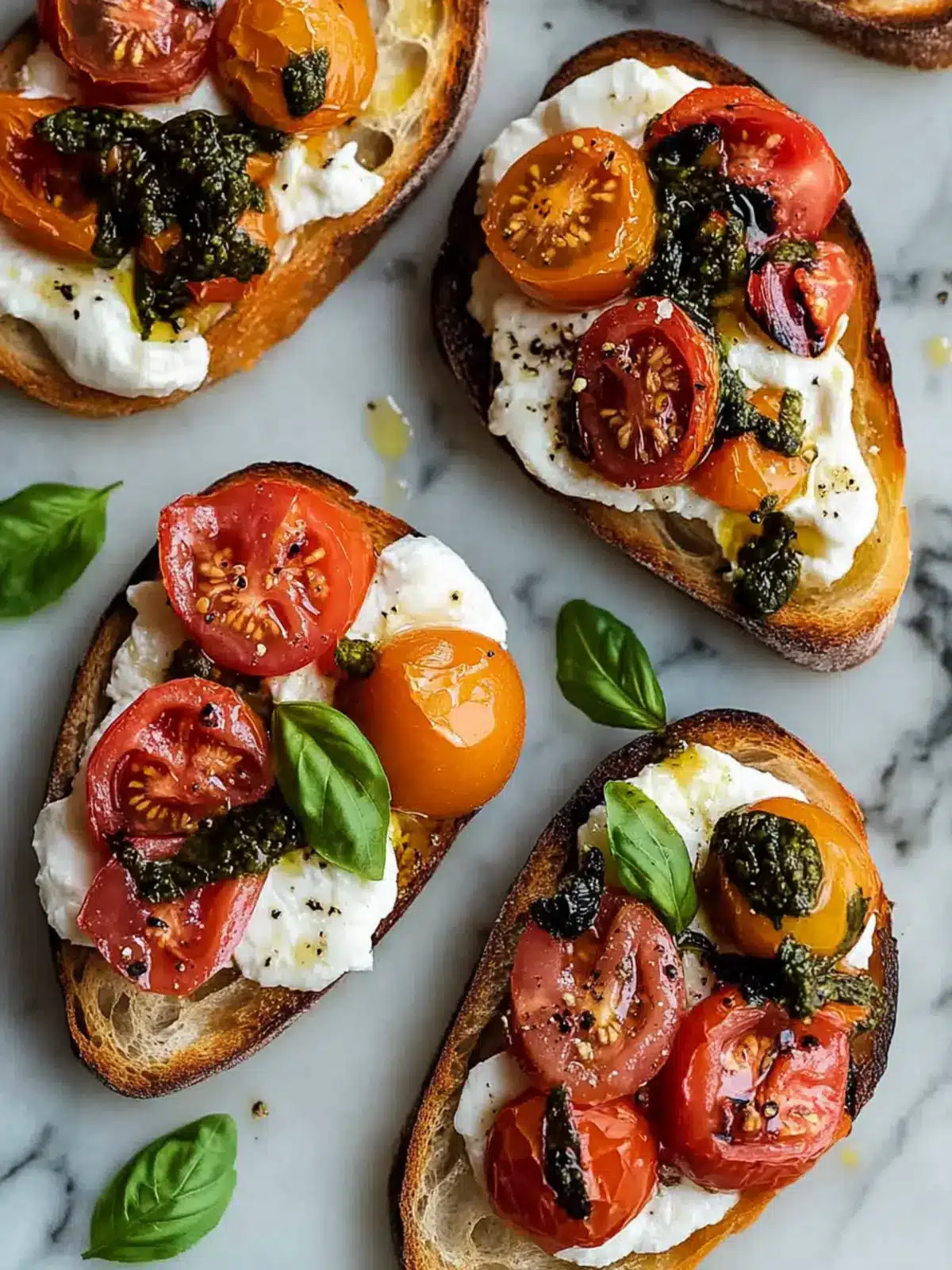 Bruschetta with Burrata, Seared Tomatoes & Roasted Garlic Delight 2 Bruschetta with Burrata, Seared Tomatoes & Roasted Garlic