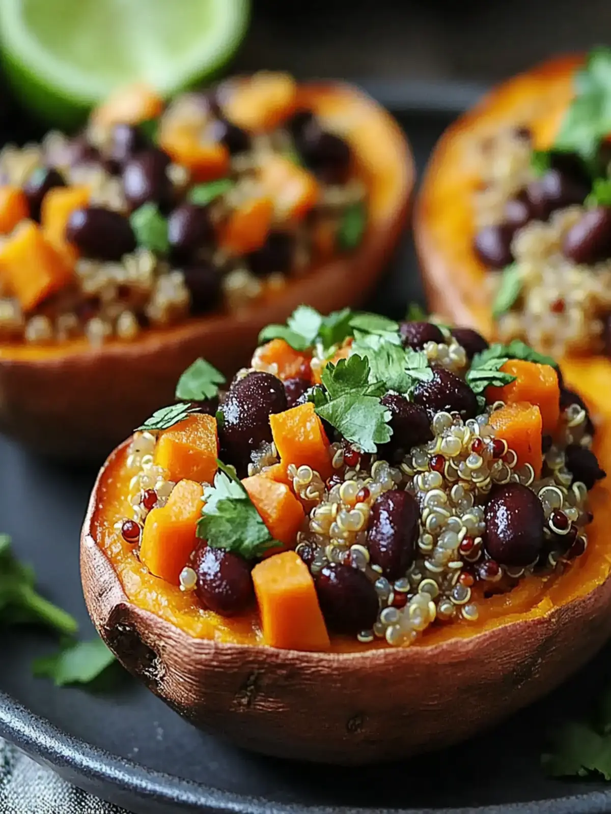 Sweet Potatoes Stuffed with Quinoa & Black Beans Bliss 3 Sweet Potatoes Stuffed with Quinoa & Black Beans
