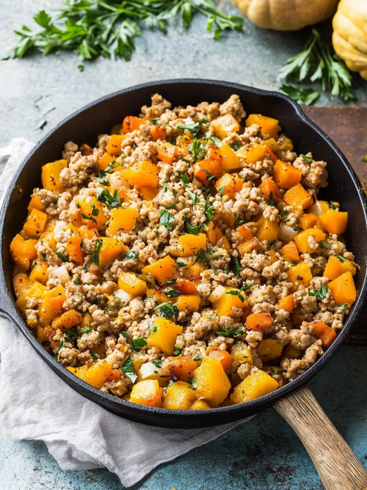 Healthy One-Pan Roasted Butternut Squash With Ground Turkey 3 Roasted Butternut Squash With Ground Turkey
