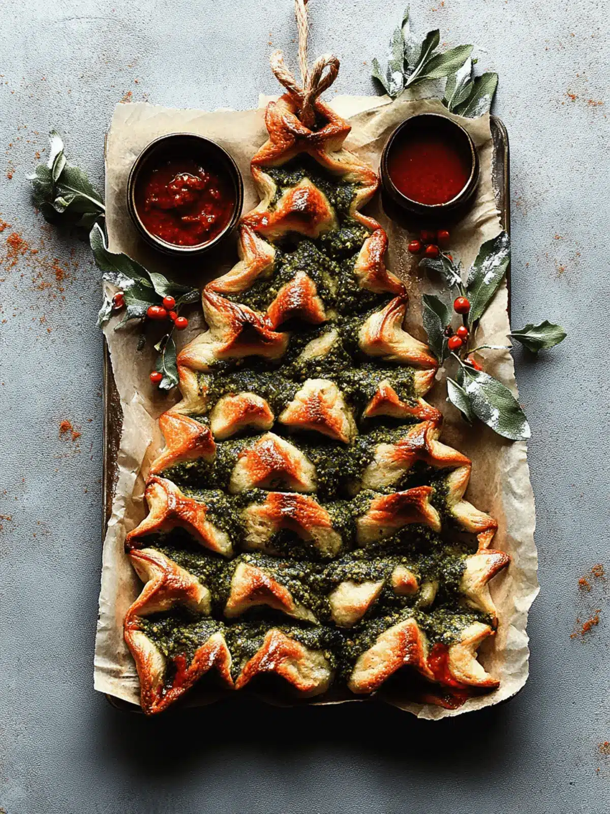 Cheesy Pesto Christmas Tree Pull-Apart Bread to Wow Guests 2 Cheesy Pesto Christmas Tree Pull-Apart Bread
