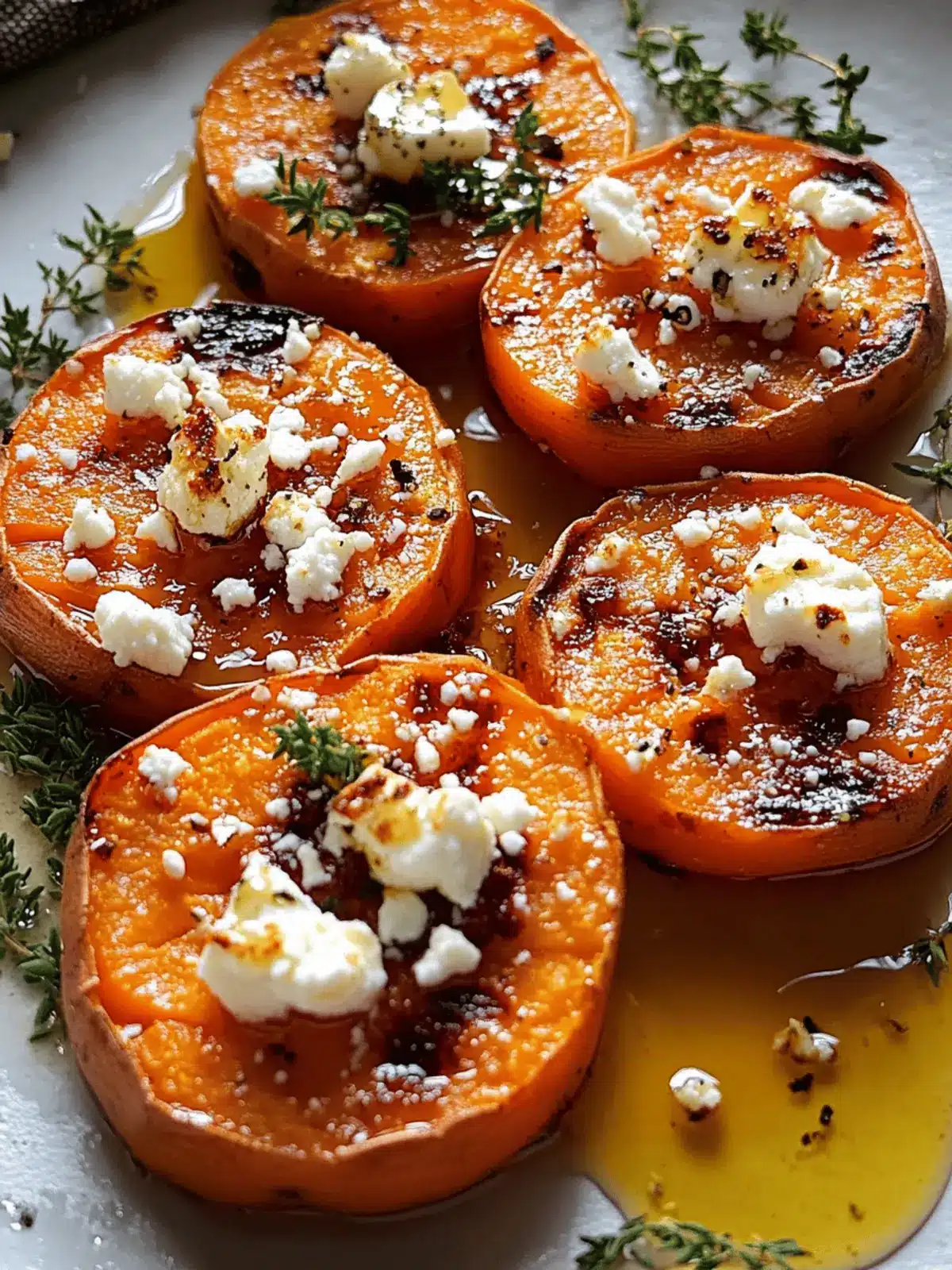 Savory Roasted Sweet Potato Rounds with Honey & Feta Delight 2 Roasted Sweet Potato Rounds with Honey & Feta