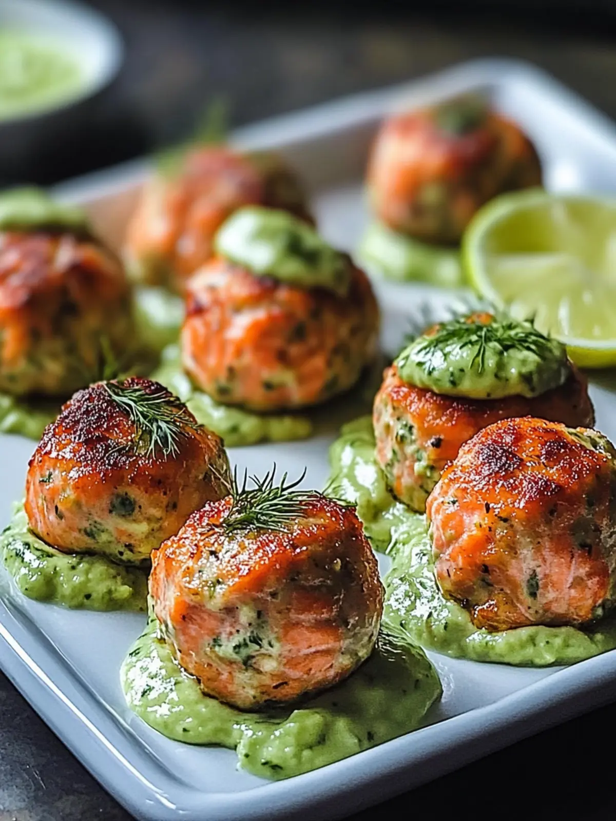 Baked Salmon Meatballs with Creamy Avocado Sauce Made Easy 4 Baked Salmon Meatballs with Creamy Avocado Sauce