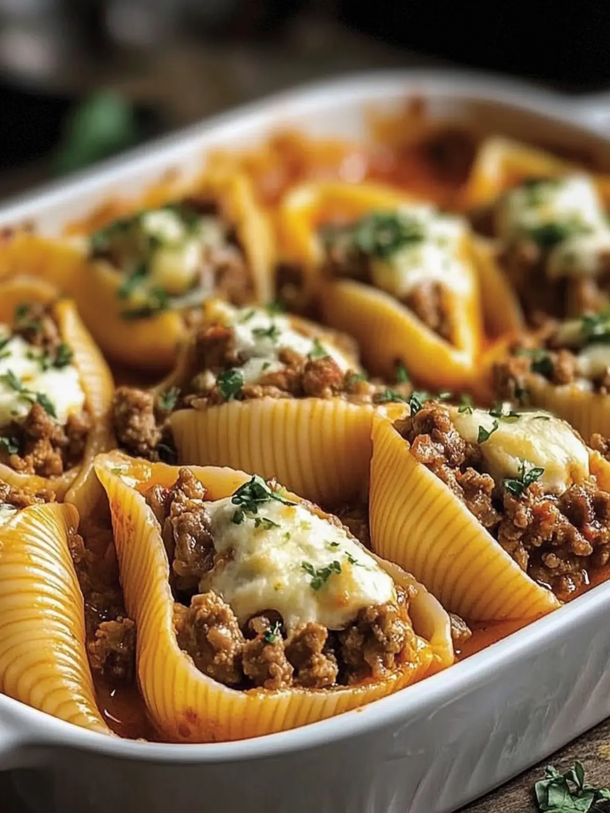 Hearty Beef-Stuffed Shells with Creamy Ricotta Filling Delight 4 Beef-Stuffed Shells with Creamy Ricotta Filling