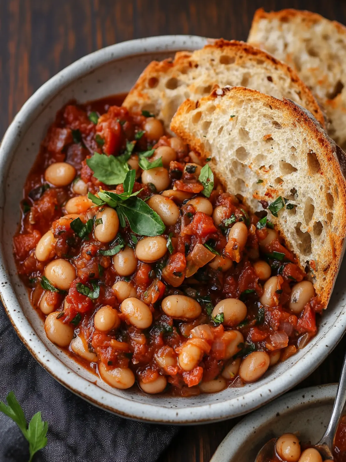 Creamy Puttanesca Beans with Garlic Bread: A Savory Delight 2 Puttanesca Beans with Garlic Bread