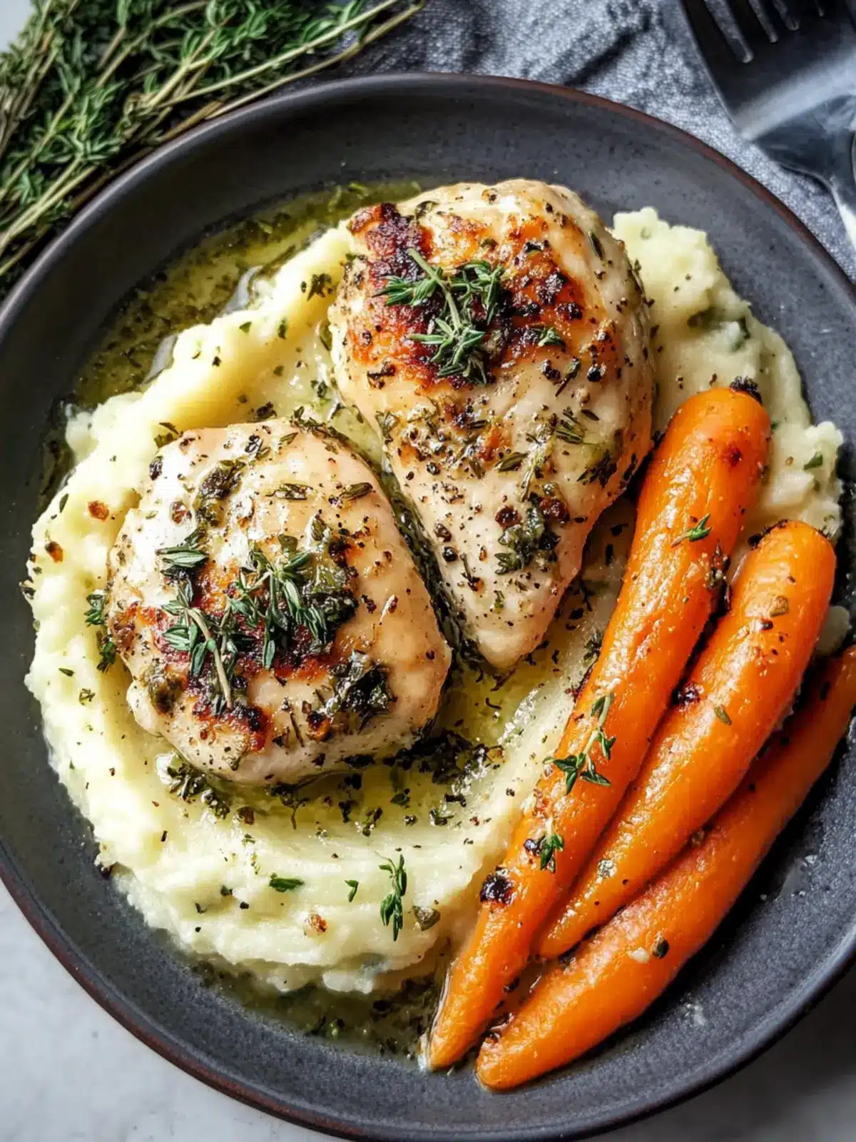 Garlic Herb Chicken with Creamy Mash & Roasted Carrots Bliss 4 Garlic Herb Chicken with Creamy Mash & Roasted Carrots