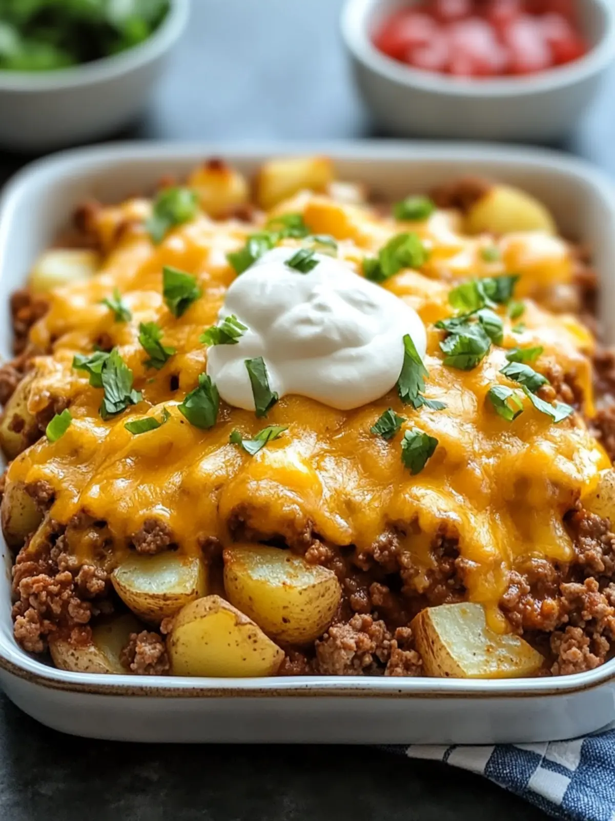 Cheesy Taco Potatoes Bake with Ground Beef: Family Dinner Delight 4 Cheesy Taco Potatoes Bake with Ground Beef