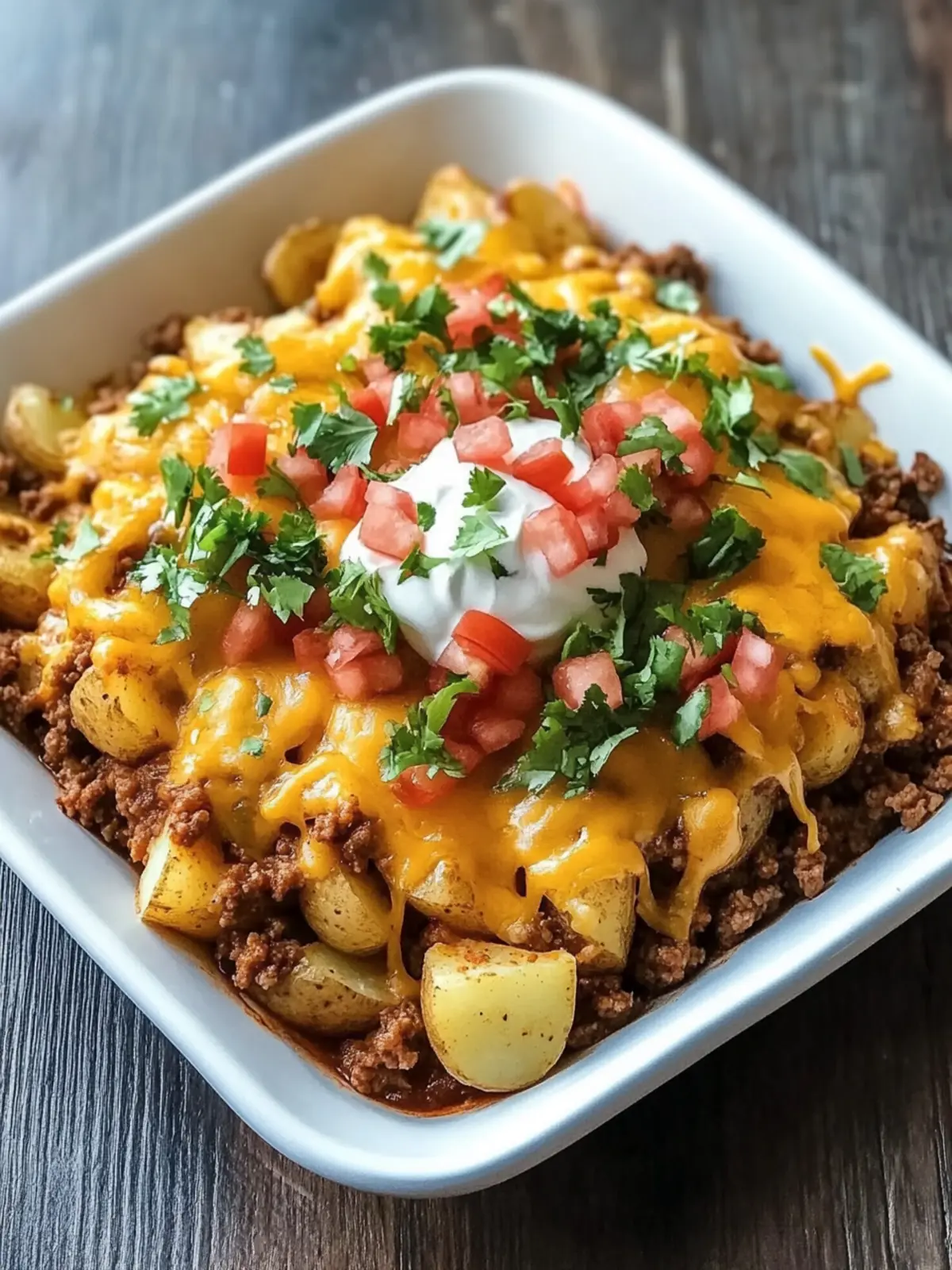 Cheesy Taco Potatoes Bake with Ground Beef: Family Dinner Delight 3 Cheesy Taco Potatoes Bake with Ground Beef