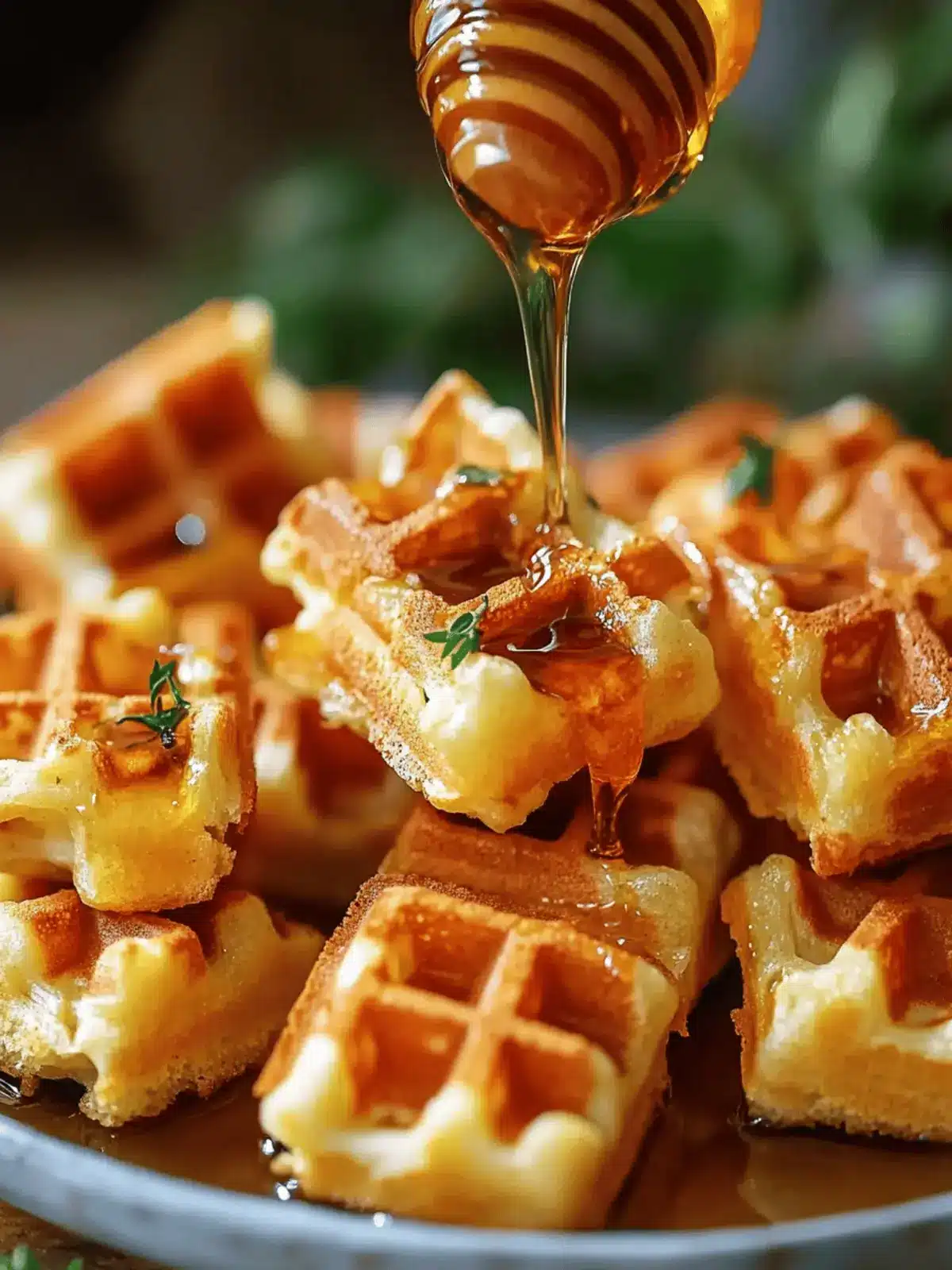 Cornbread Waffle Bites with Smoked Gouda and Honey Delight 3 Cornbread Waffle Bites with Smoked Gouda and Honey