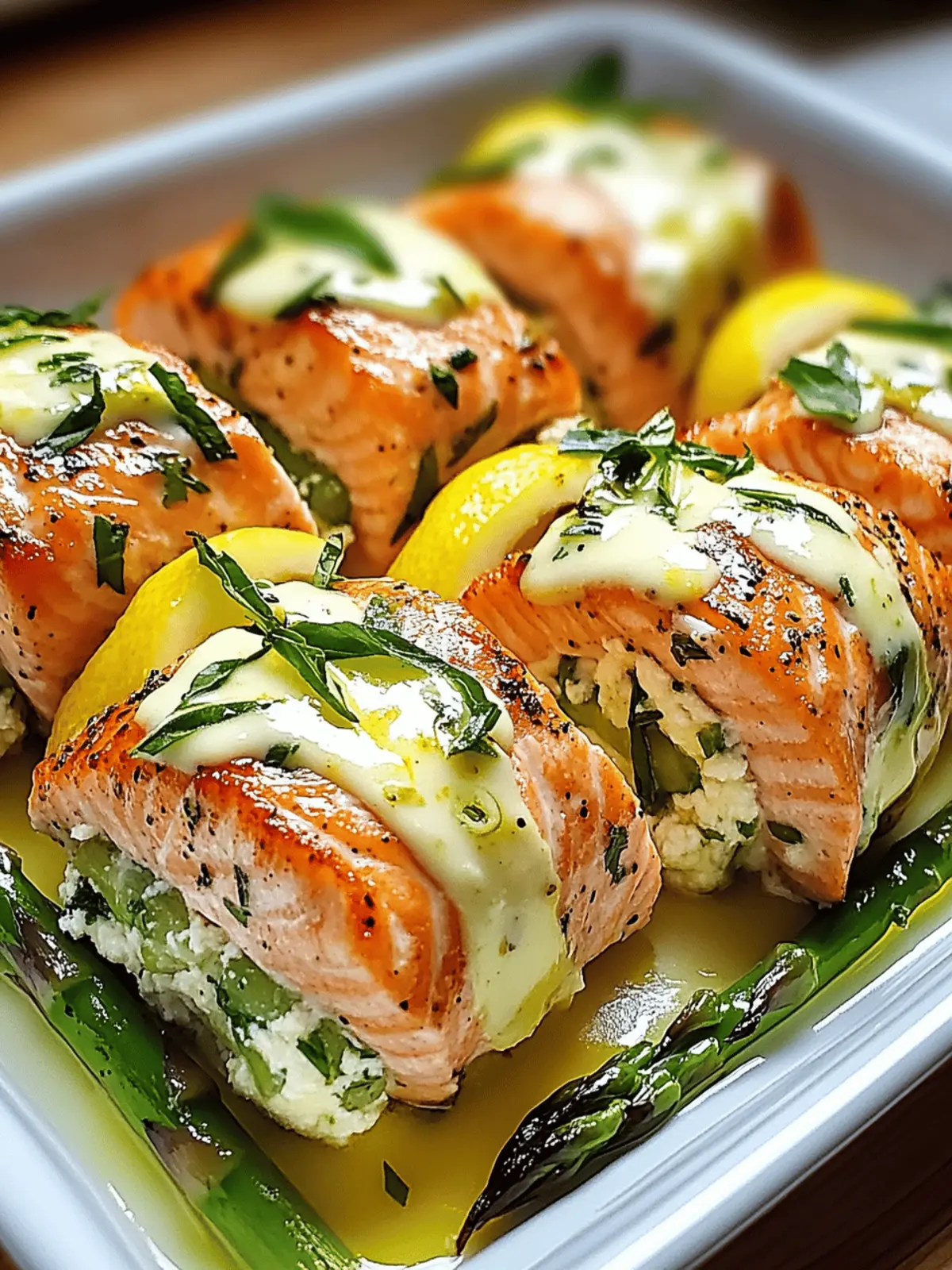Asparagus and Lemon Basil Ricotta Salmon Rolls with Zesty Sauce 3 Asparagus and Lemon Basil Ricotta Stuffed Salmon Rolls with Lemon Sauce