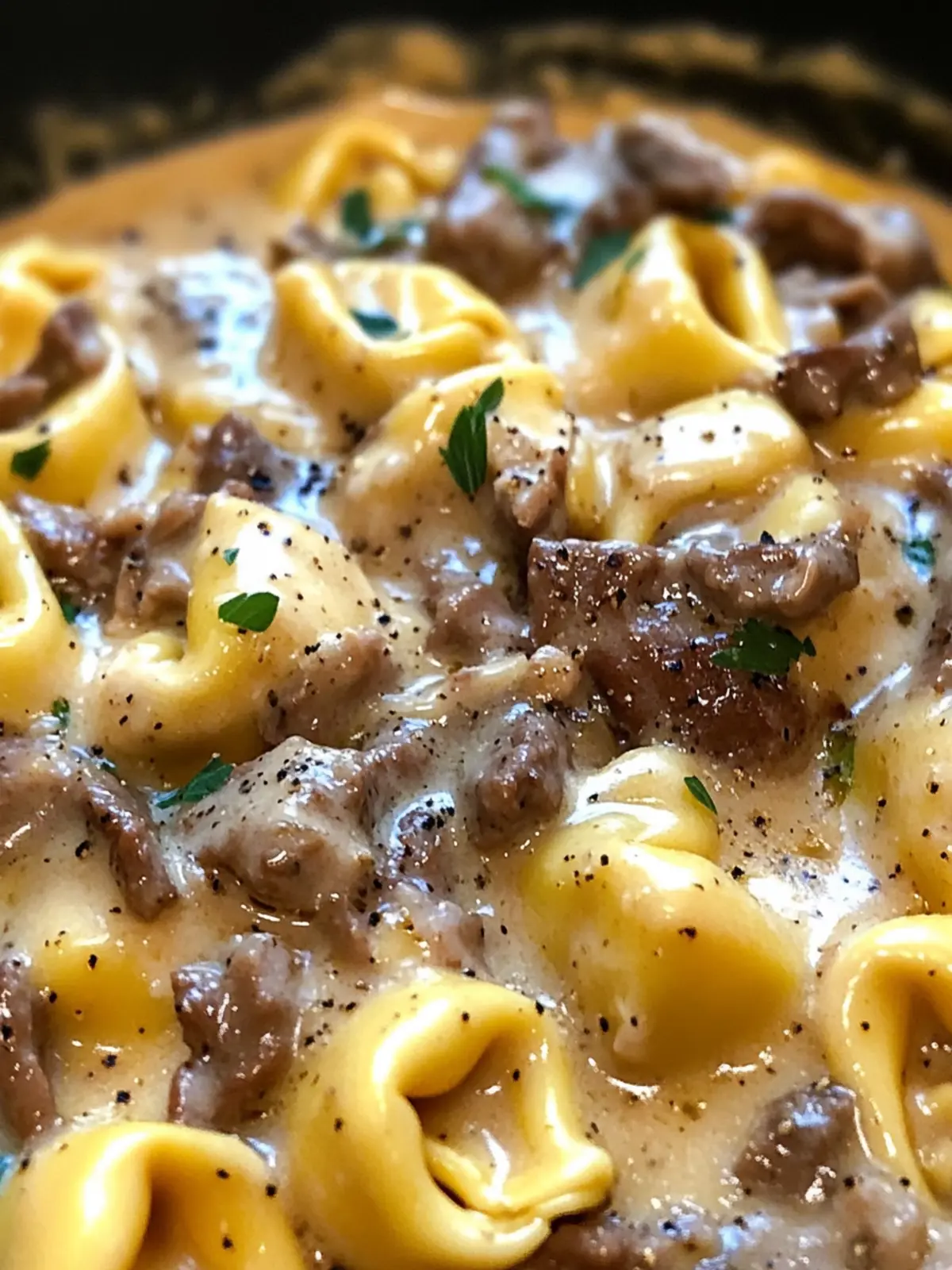 Cheesesteak Tortellini in Creamy Provolone Sauce Delight 4 Cheesesteak Tortellini in Creamy Provolone Sauce