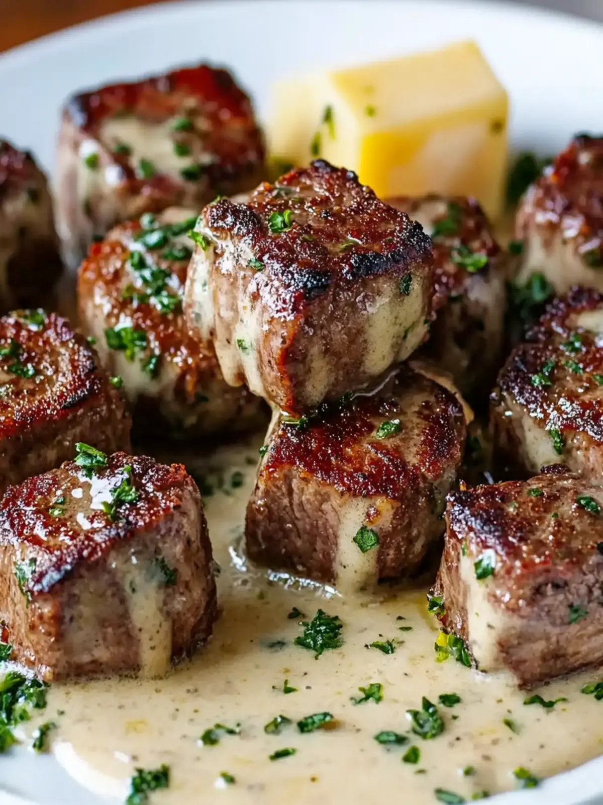 Savor Garlic Butter Steak Bites with Rich Parmesan Cream Sauce 3 Garlic Butter Steak Bites with a Rich Parmesan Cream Sauce