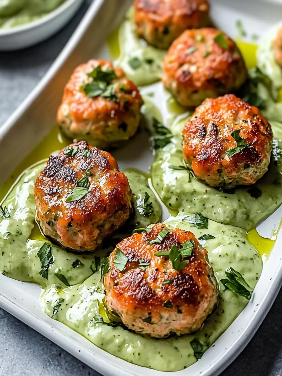 Baked Salmon Meatballs with Creamy Avocado Sauce Made Easy 2 Baked Salmon Meatballs with Creamy Avocado Sauce