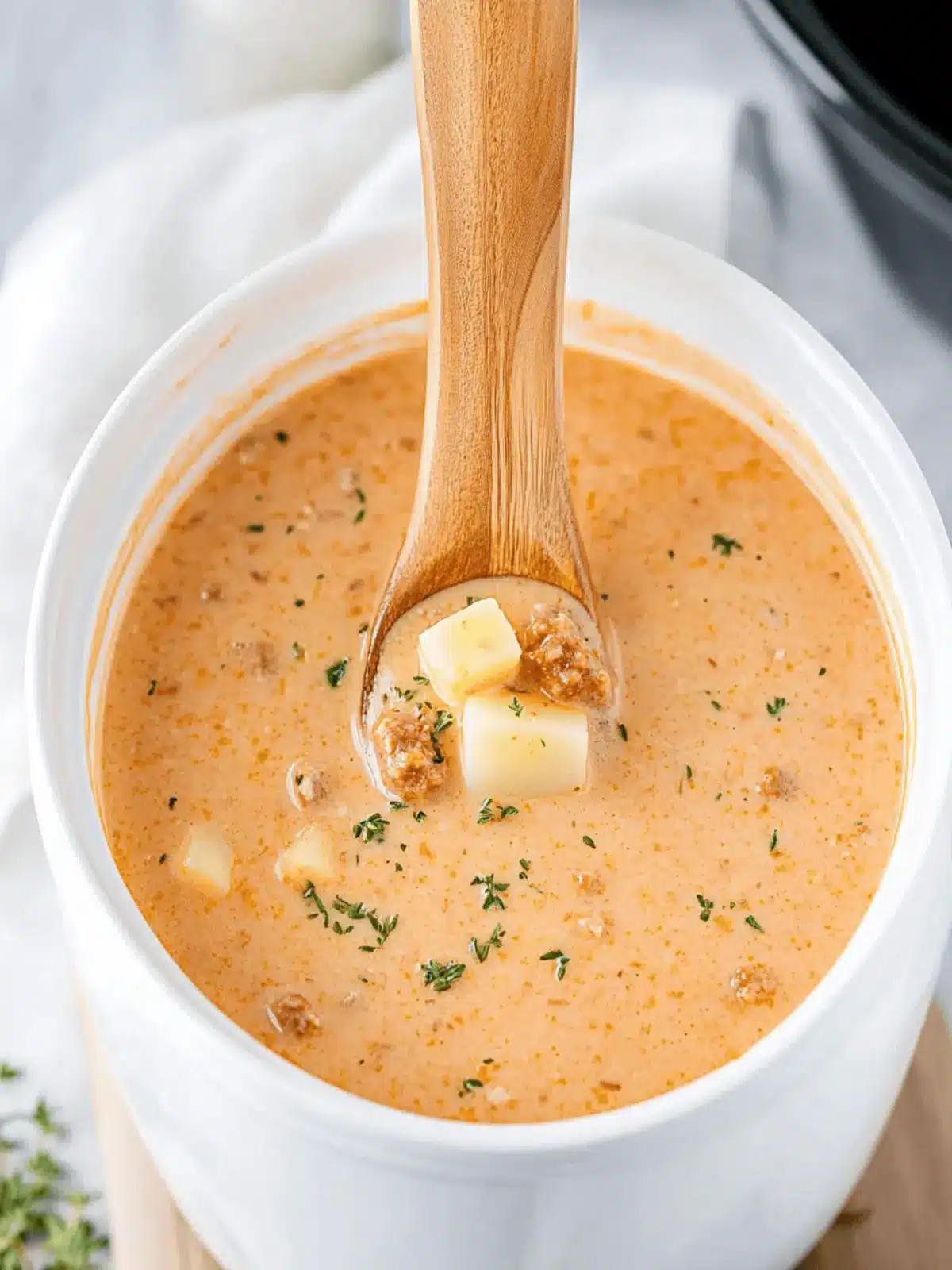 Crockpot Creamy Sausage & Potato Soup That Comforts You 4 Crockpot Creamy Sausage & Potato Soup