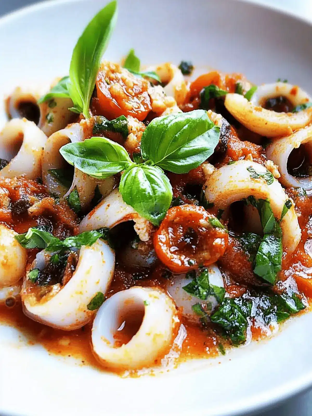Keto Garlic Squid with Tomato Basil Sauce - Quick and Tasty 3 Garlic Squid with Tomato Basil Sauce