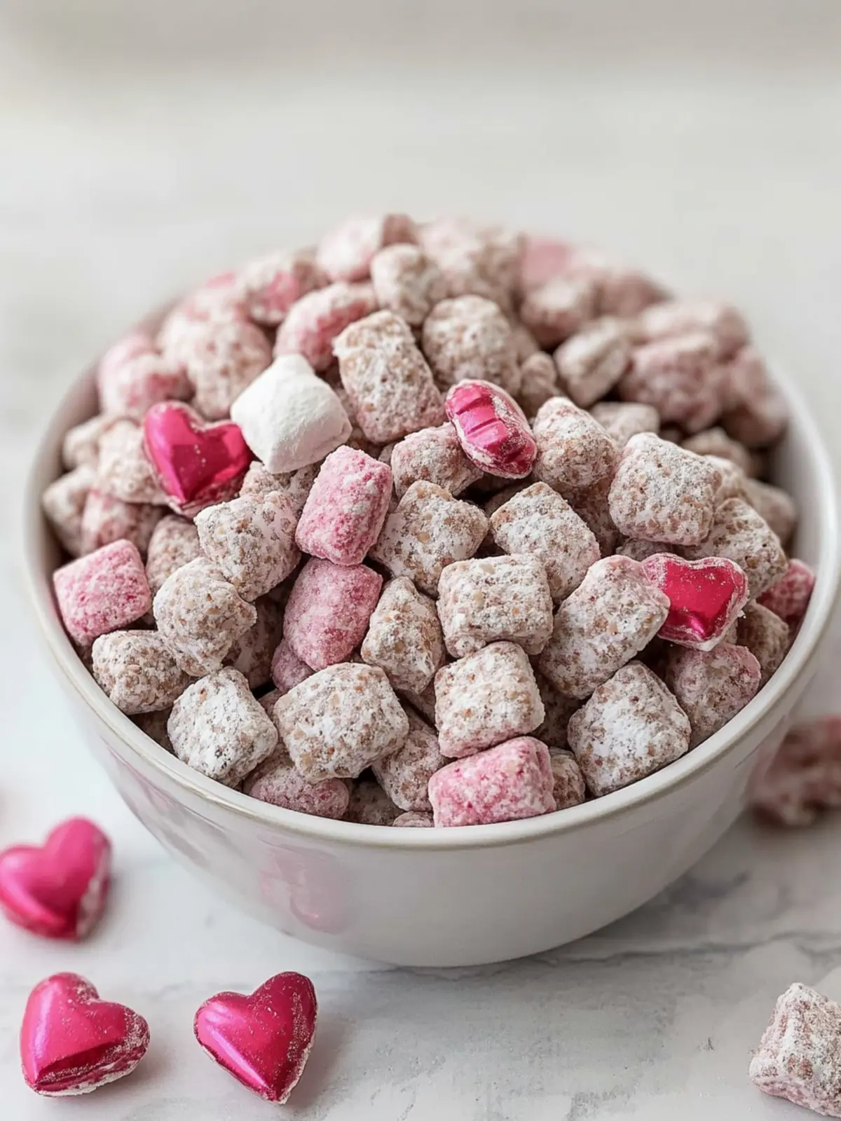 Irresistibly Sweet Valentine's Day Muddy Buddies Delight 4 Valentine's Day Muddy Buddies /Puppy Chow