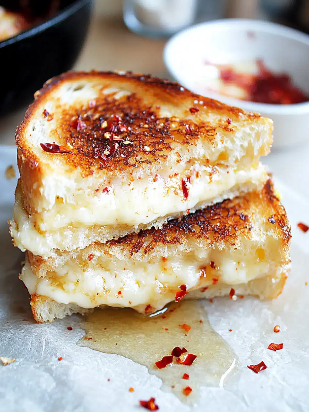 Irresistible Goat Cheese Grilled Cheese with Honey & Spice 3 Goat Cheese Grilled Cheese with Honey and Red Pepper Flakes