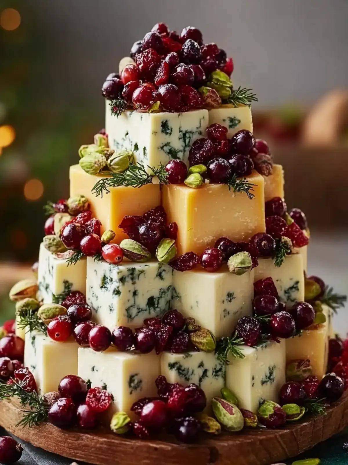 Holiday Cheese Tree with Cranberry & Pistachio Garland Recipe Delight 3 Holiday Cheese Tree with Cranberry & Pistachio Garland Recipe