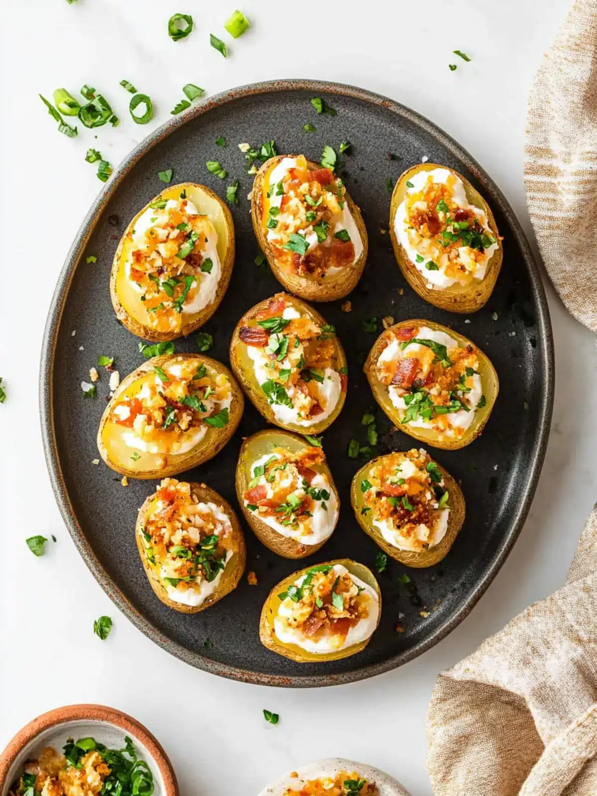Savory Mini Baked Potatoes with Creamy Sour Cream Bliss 3 Mini Baked Potatoes