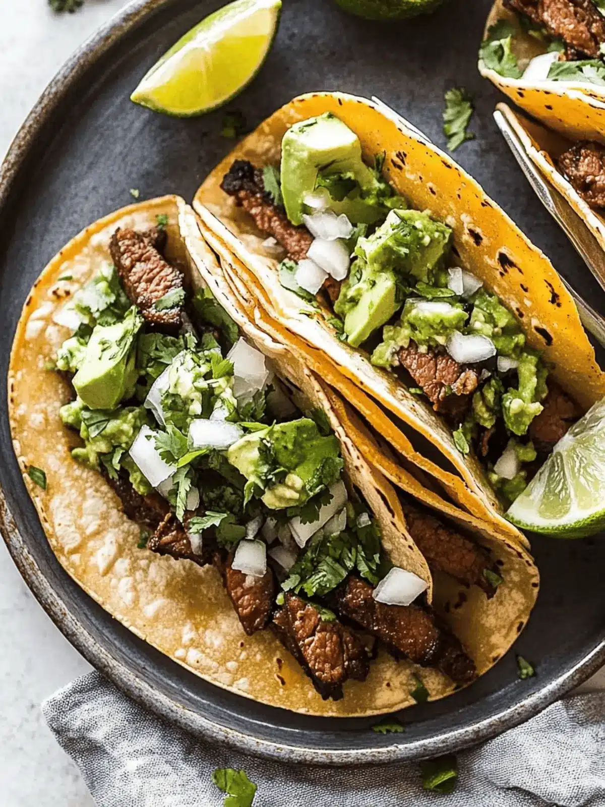 Savor Homemade Carne Asada Tacos with Fresh Toppings Today 4 Carne Asada Tacos