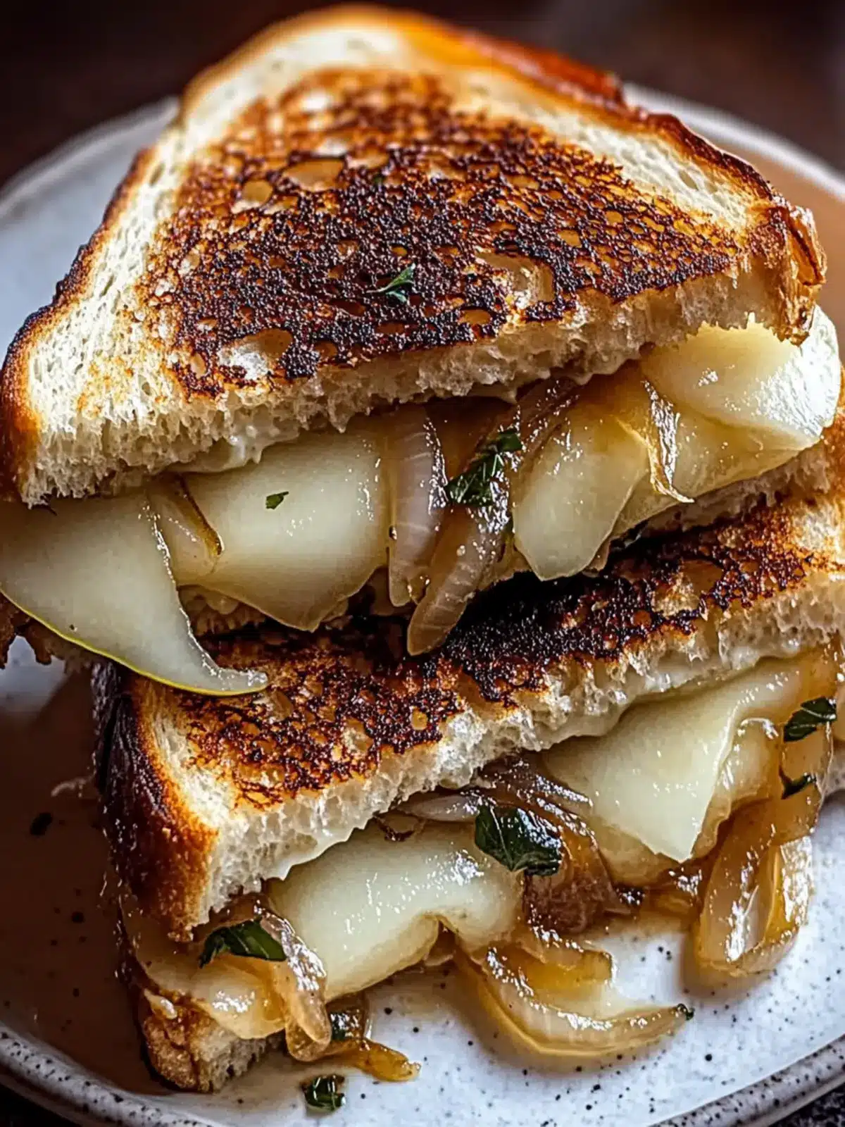 Gourmet Pear & Apple Grilled Cheese with Sweet Caramelized Onions 3 Pear & Apple Grilled Cheese with Caramelized Onions