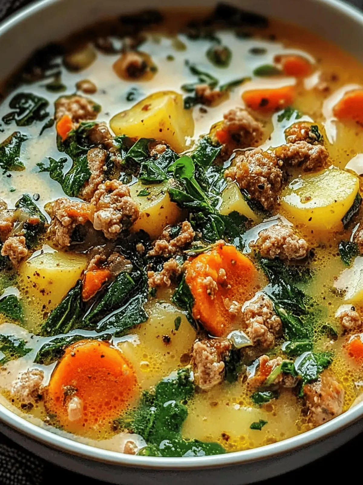 Comforting Italian Sausage Potato Soup with Carrots & Spinach 4 Italian Sausage Potato Soup with Carrots & Spinach