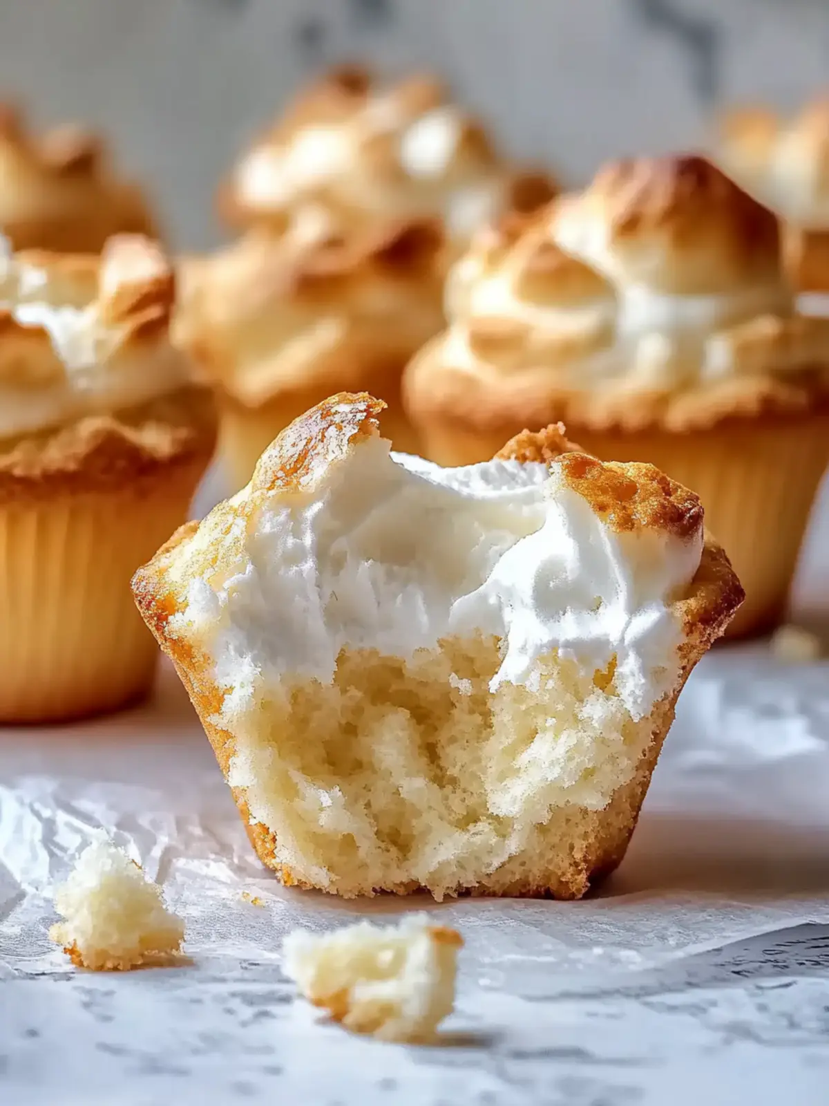 Golden Angel Food Cupcakes with Irresistible Strawberry Sauce 4 Golden Angel Food Cupcakes