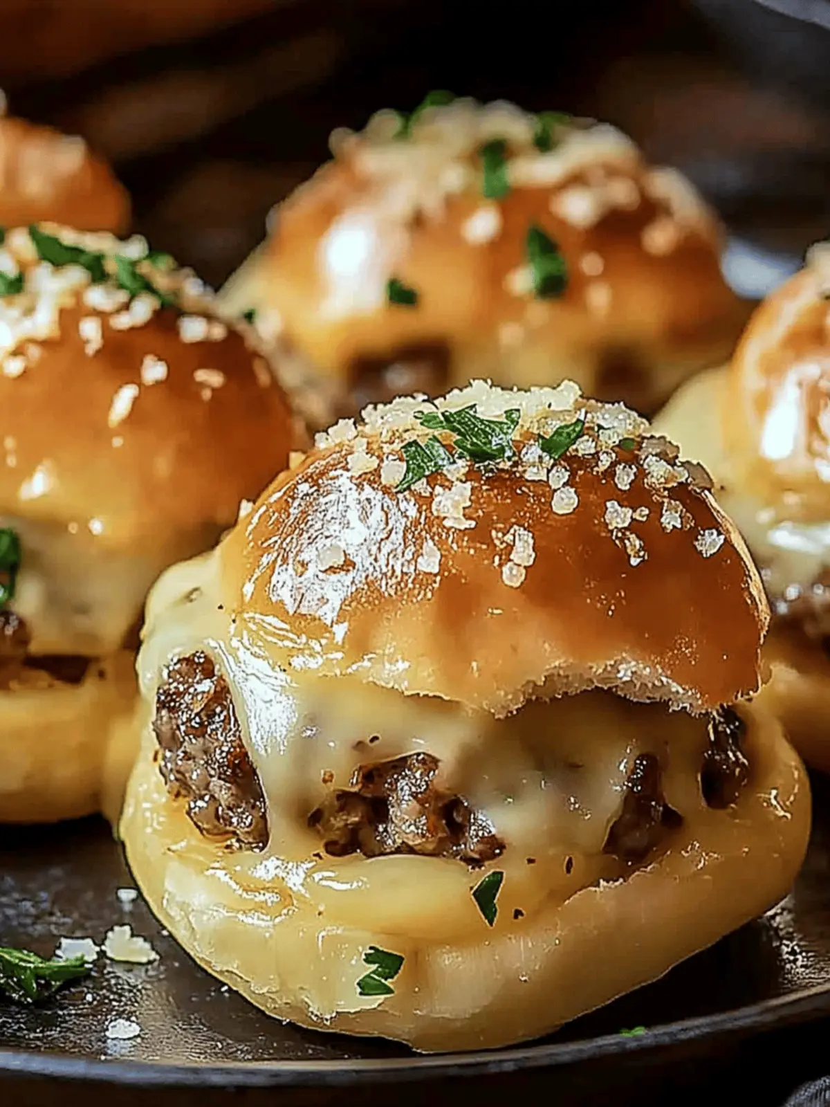 Garlic Parmesan Cheeseburger Bombs You Can't Resist! 4 Garlic Parmesan Cheeseburger Bombs