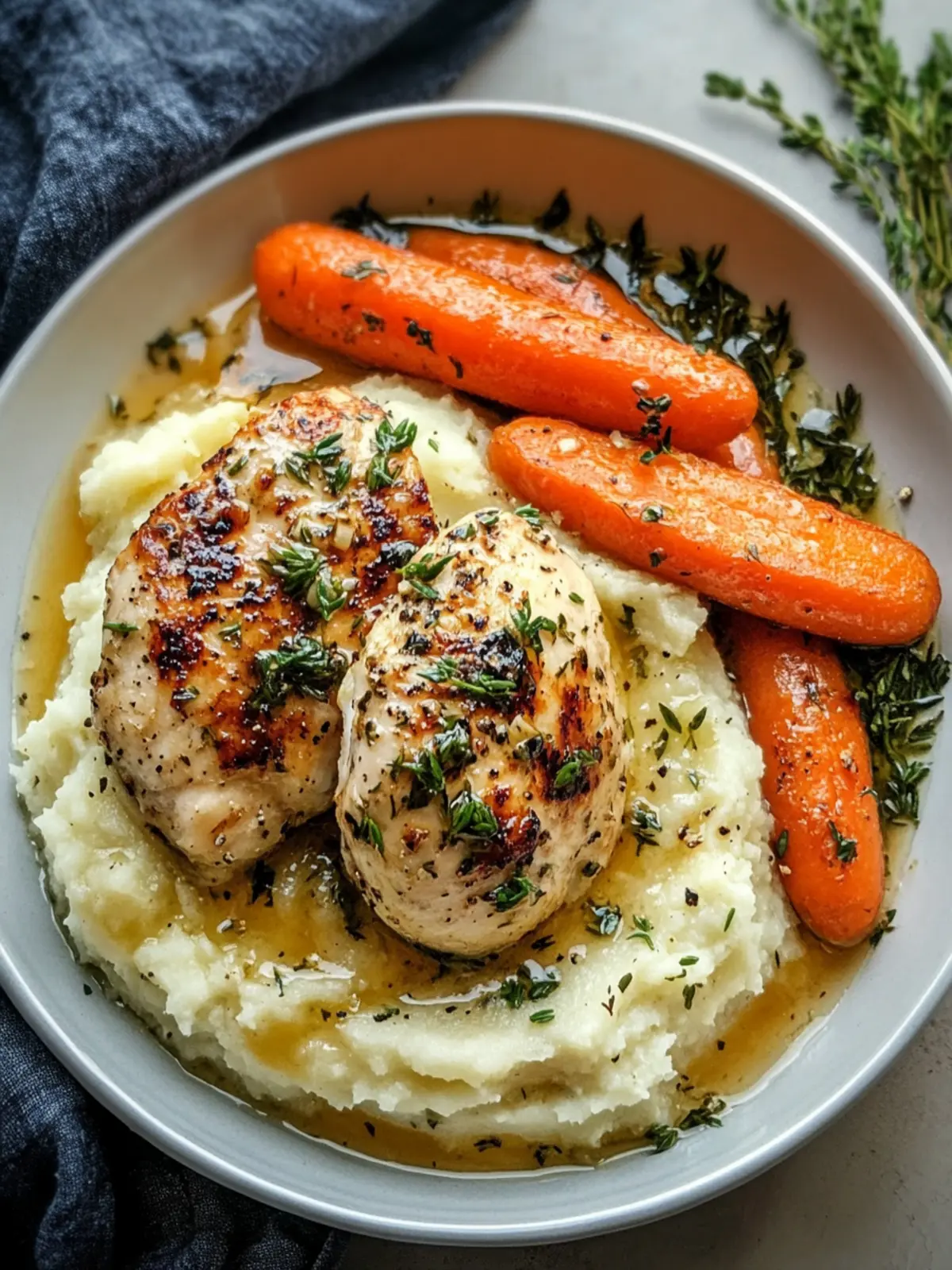 Garlic Herb Chicken with Creamy Mash & Roasted Carrots Bliss 3 Garlic Herb Chicken with Creamy Mash & Roasted Carrots