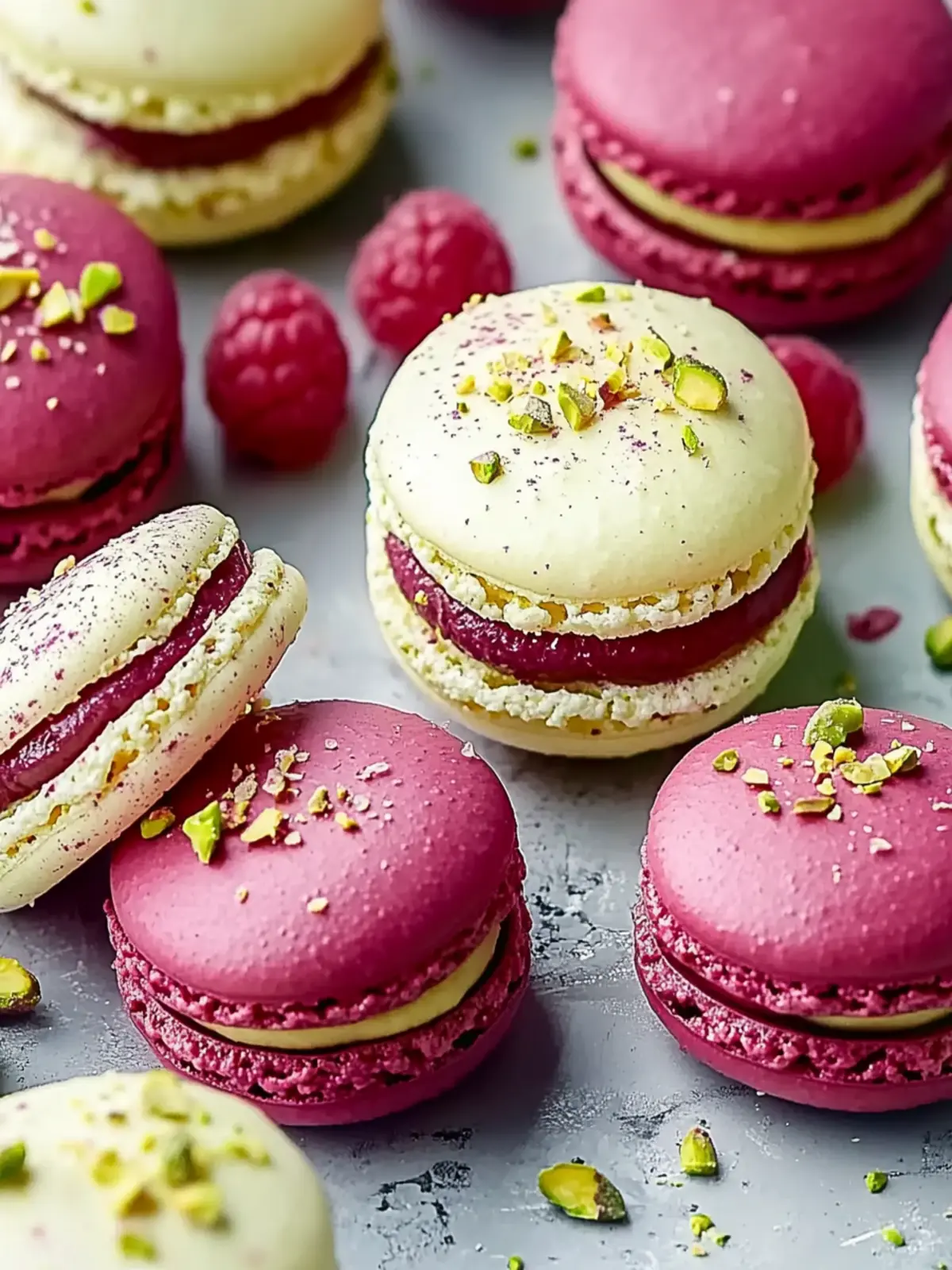 Decadent Luxurious Raspberry Pistachio Macarons to Impress 2 Luxurious Raspberry Pistachio Macarons
