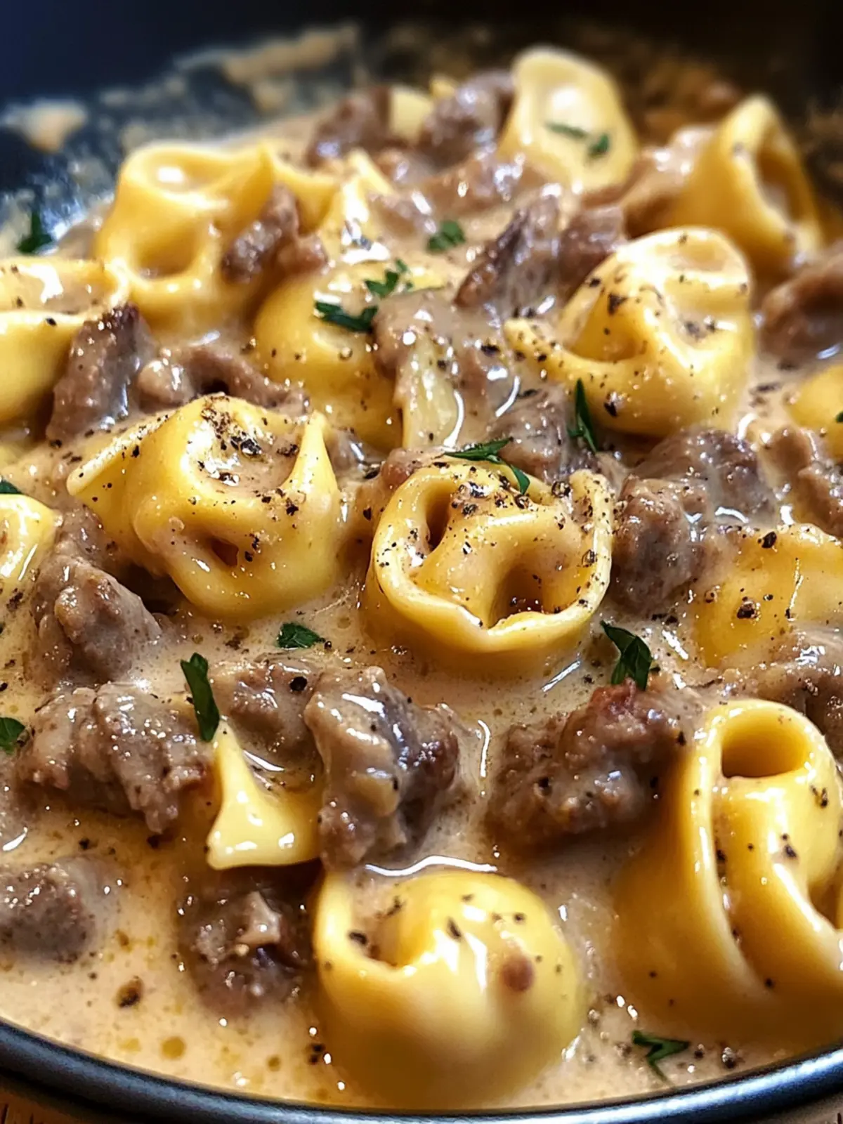 Cheesesteak Tortellini in Creamy Provolone Sauce Delight 2 Cheesesteak Tortellini in Creamy Provolone Sauce