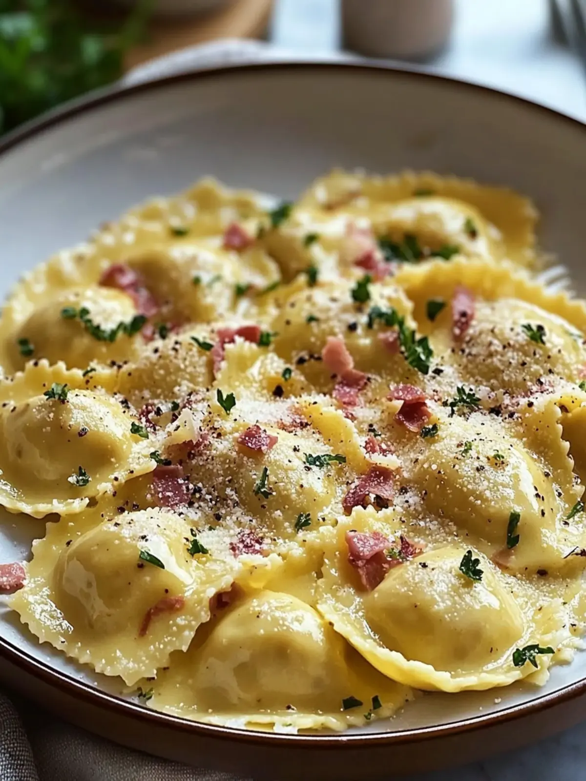 Olive Garden-Inspired Ravioli Carbonara: Creamy Bliss in 30 Minutes 4 Olive Garden-Inspired Ravioli Carbonara