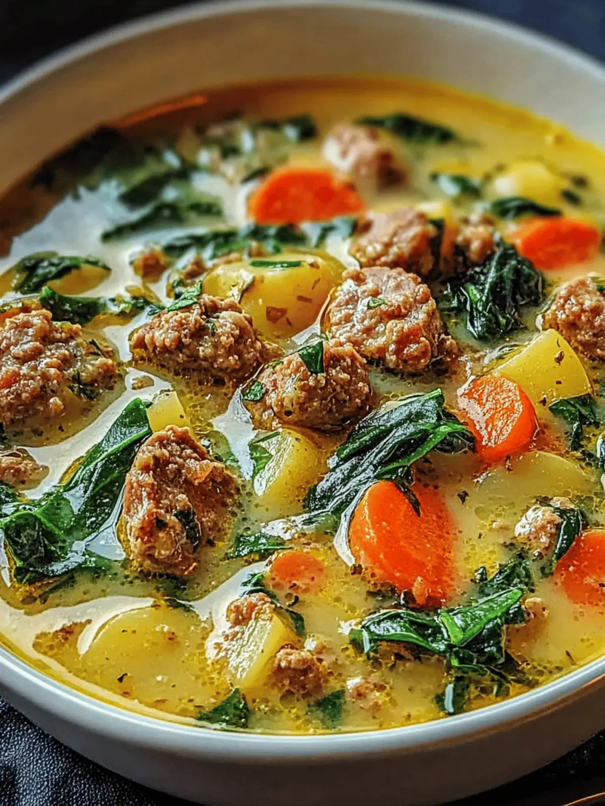 Comforting Italian Sausage Potato Soup with Carrots & Spinach 3 Italian Sausage Potato Soup with Carrots & Spinach