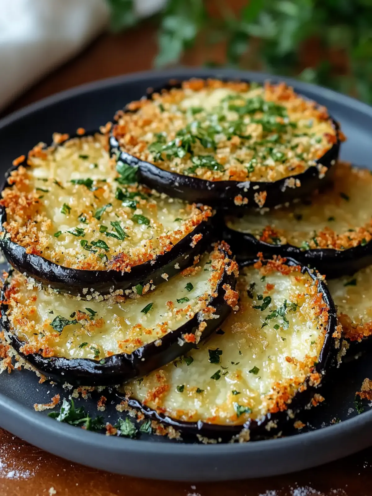 Garlic Herb Crusted Eggplant Slices: Crispy, Low-Carb Delight 2 Garlic Herb Crusted Eggplant Slices