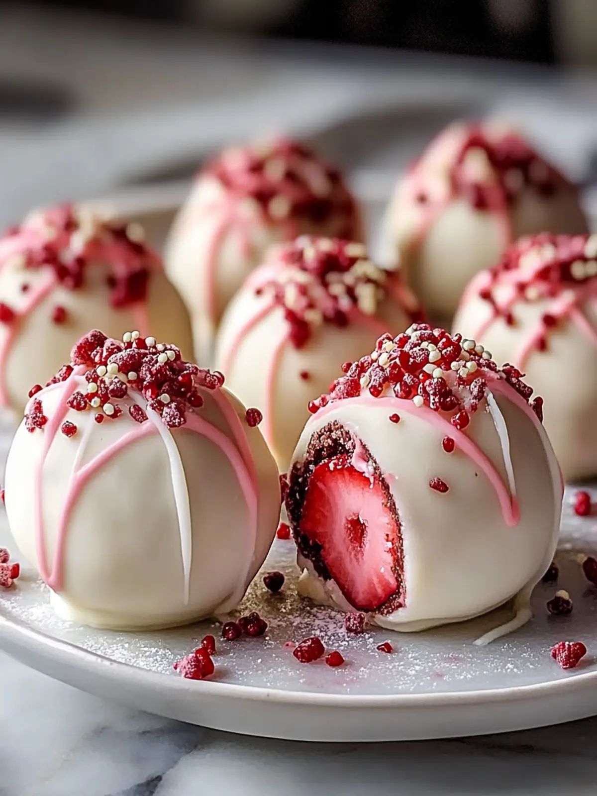 Decadent No-Bake Strawberry Cheesecake Truffle Balls Recipe 3 Strawberry Cheesecake Truffle Balls