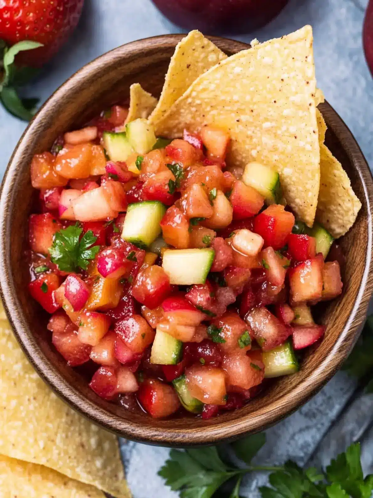 Delicious Fruit Salsa with Cinnamon Sugar Tortilla Chips 4 Fruit Salsa with Cinnamon Sugar Tortilla Chips