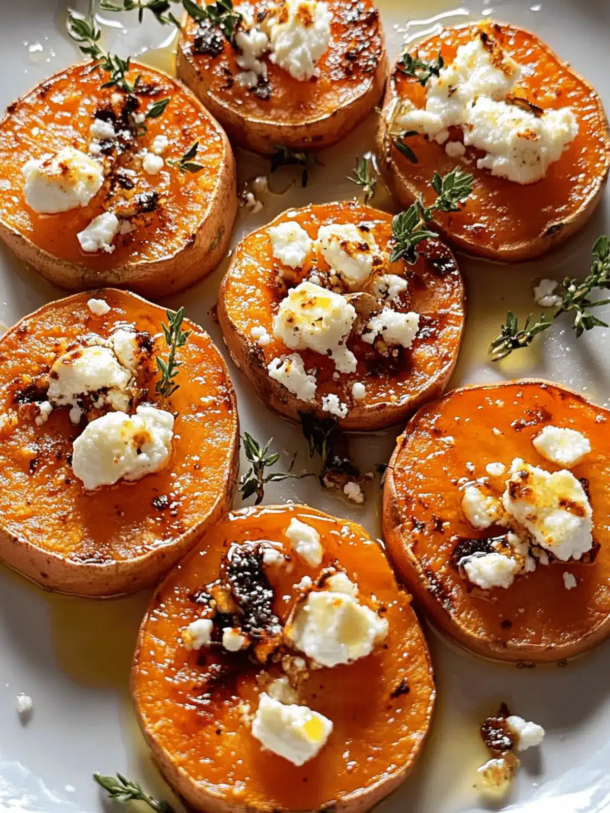 Savory Roasted Sweet Potato Rounds with Honey & Feta Delight 3 Roasted Sweet Potato Rounds with Honey & Feta