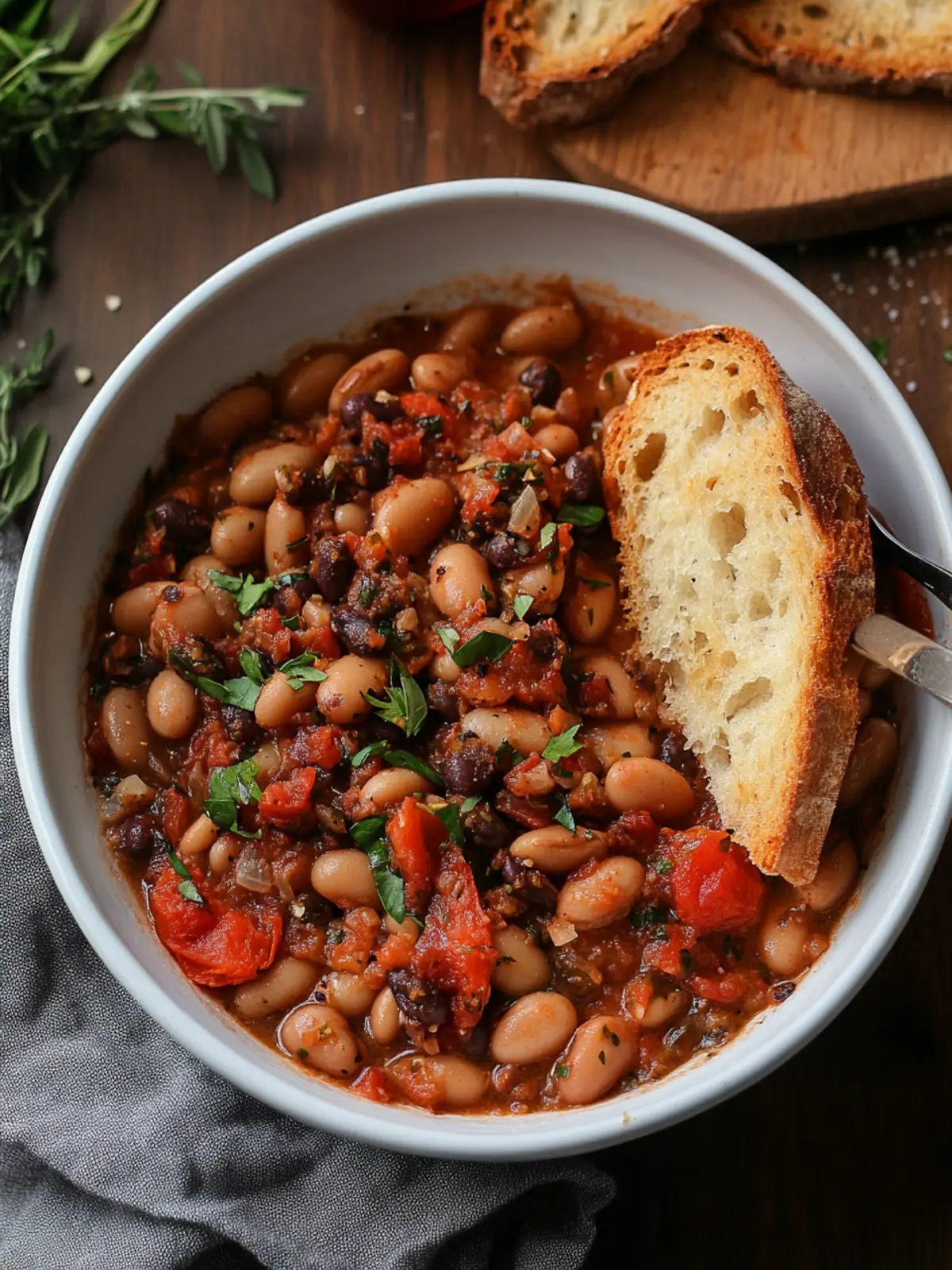 Creamy Puttanesca Beans with Garlic Bread: A Savory Delight 3 Puttanesca Beans with Garlic Bread