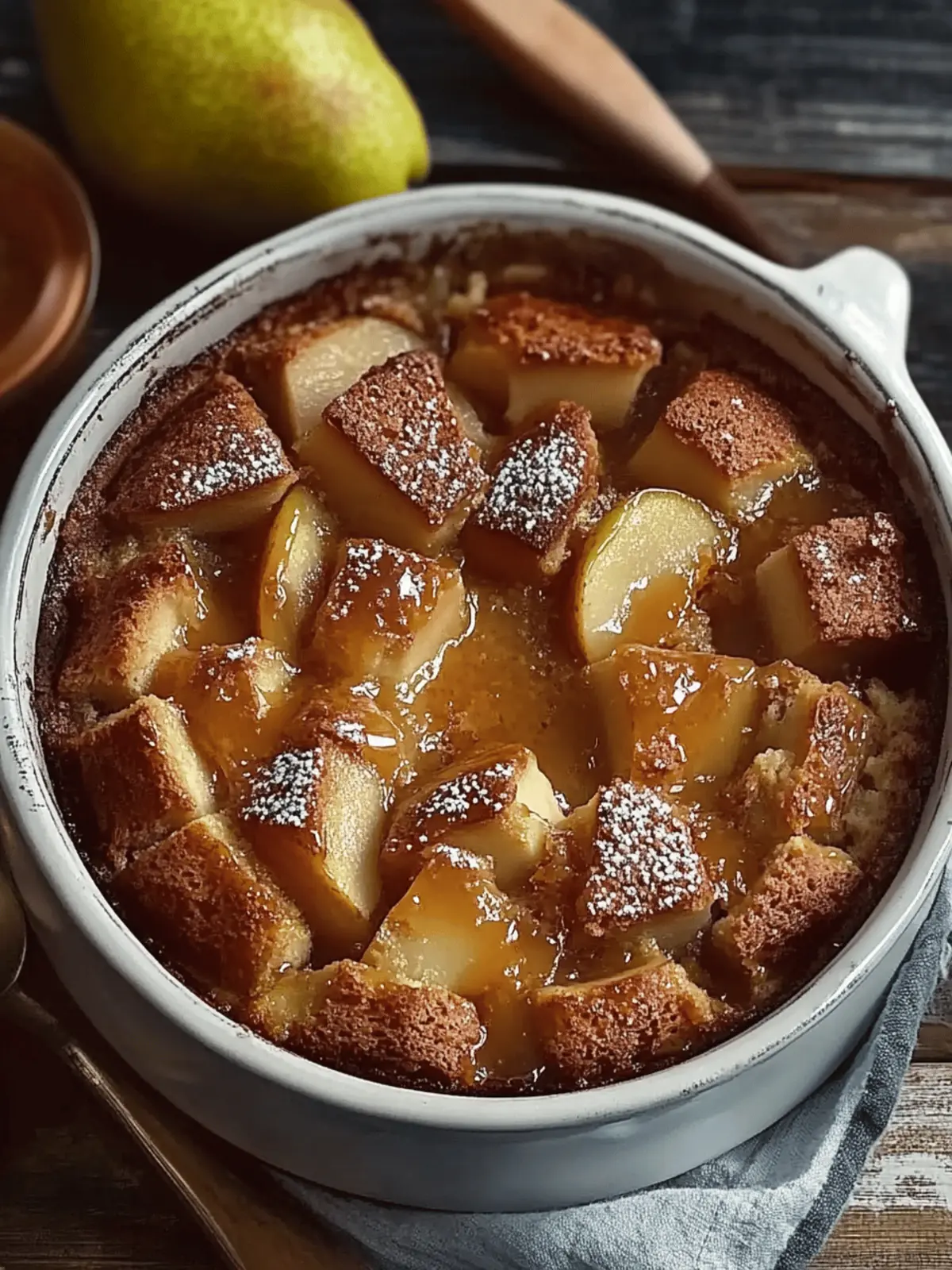 Delightful Pear Bread Pudding with Orange Cardamom Caramel Sauce 2 Pear Bread Pudding with Orange Cardamom Caramel Sauce
