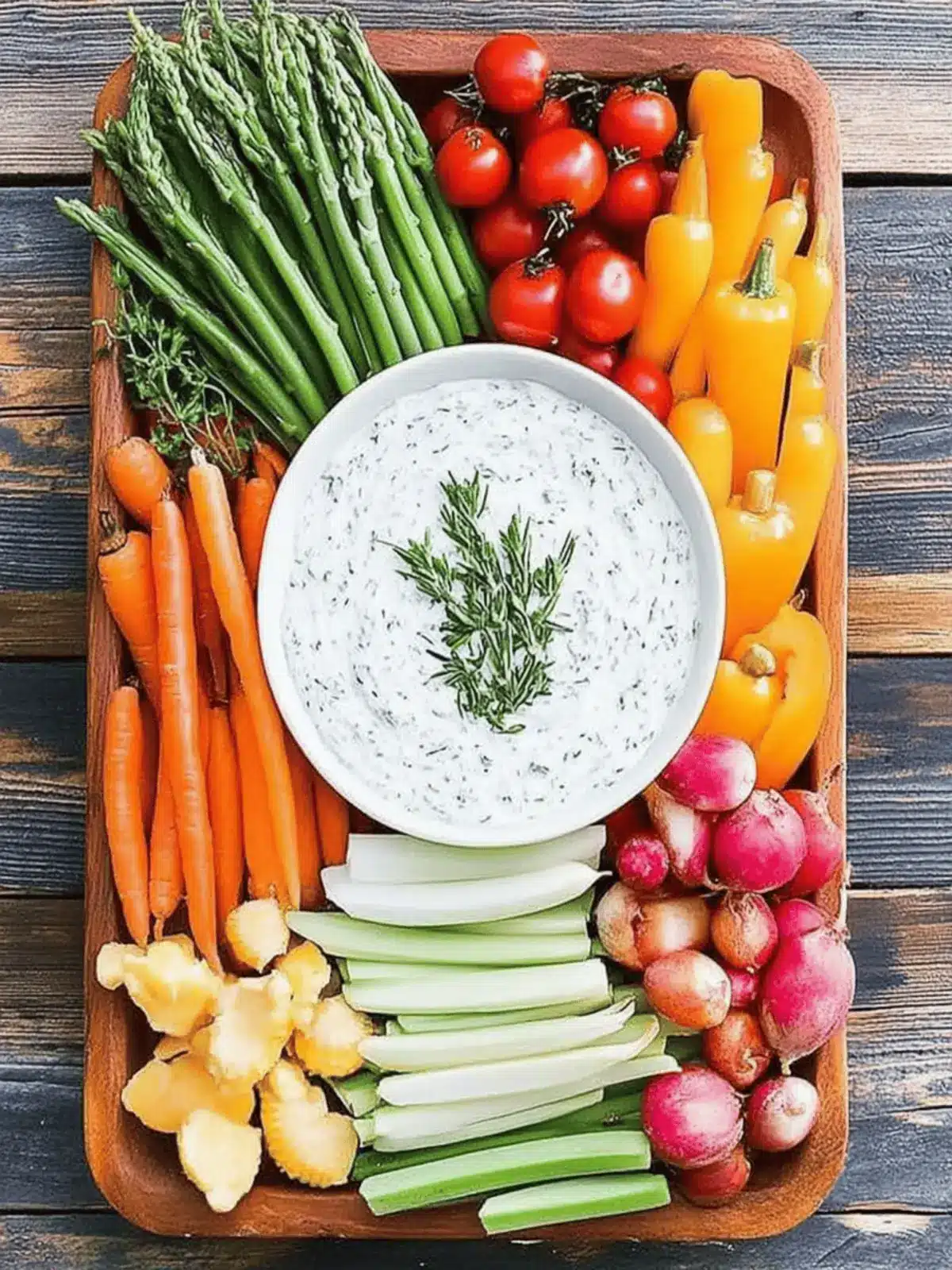 Vibrant Spring Vegetable Platter with Herbed Greek Yogurt Dip 4 Spring Vegetable Platter with Herbed Greek Yogurt Dip