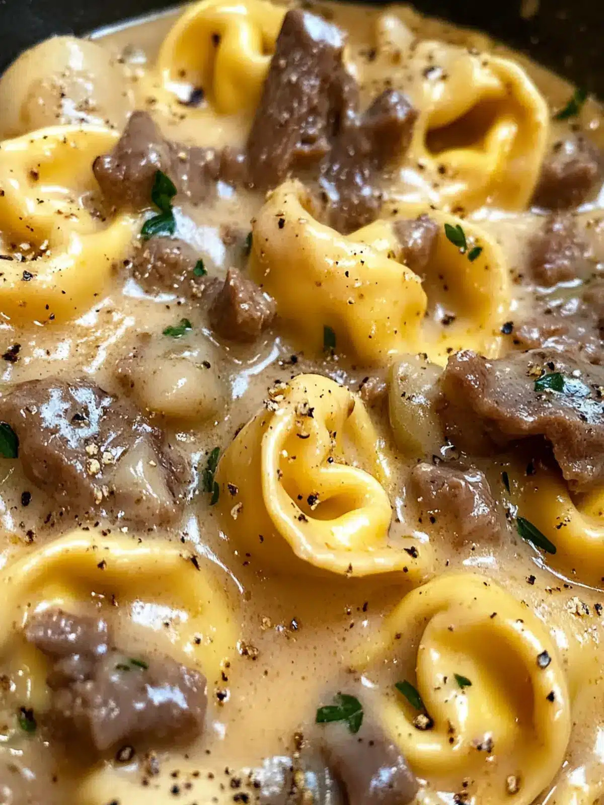 Cheesesteak Tortellini in Creamy Provolone Sauce Delight 3 Cheesesteak Tortellini in Creamy Provolone Sauce