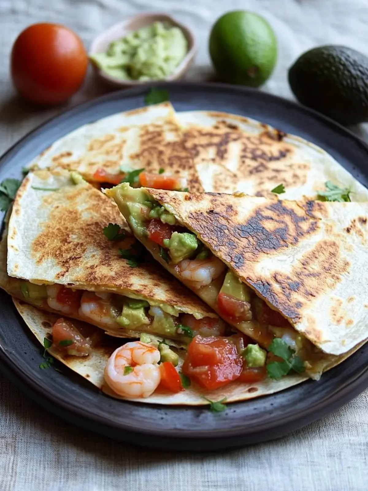 Savory Shrimp Quesadillas with Tomato Avocado Salsa Delight 2 Shrimp Quesadillas with Tomato Avocado Salsa