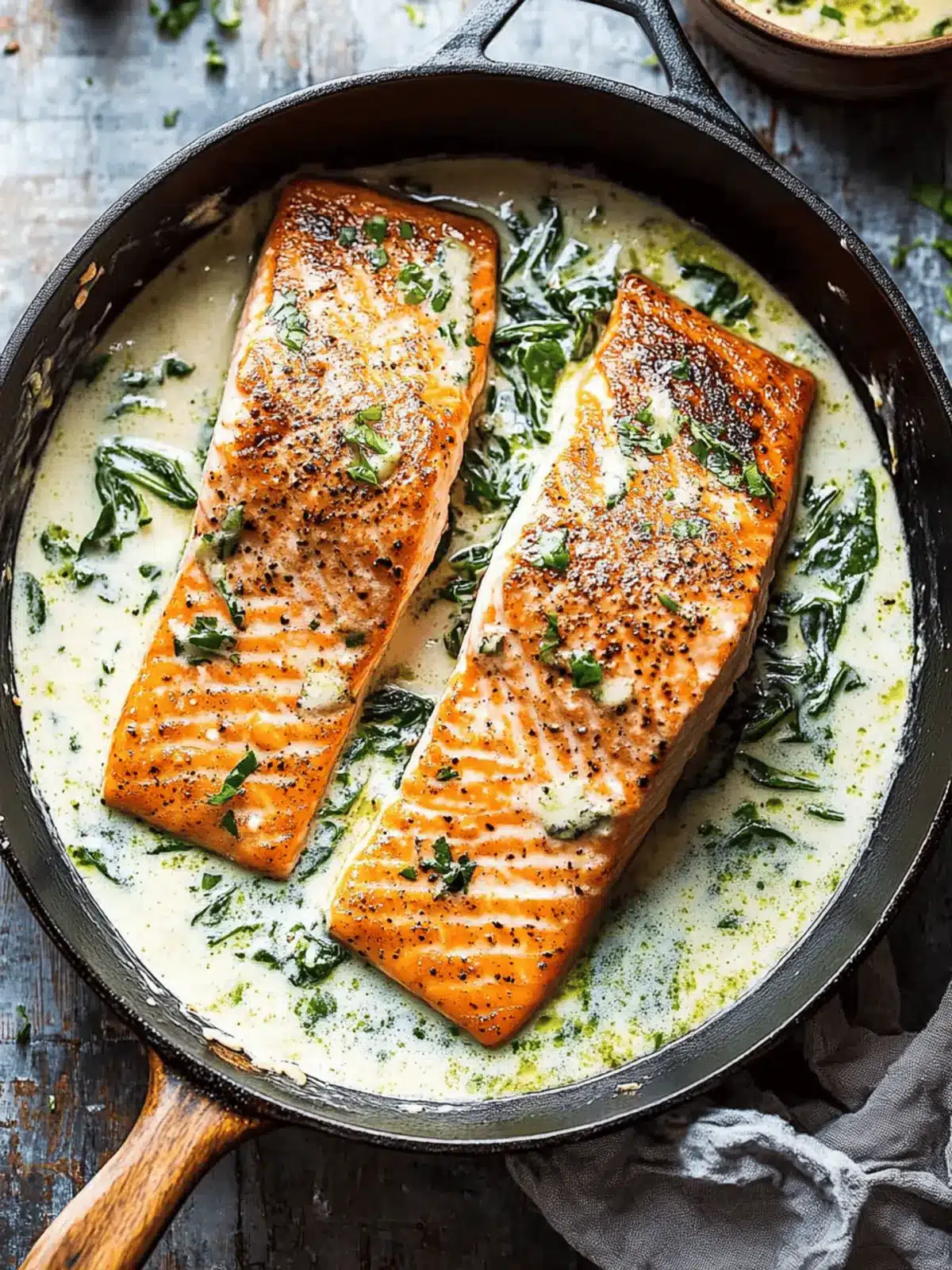Garlic Butter Creamed Spinach Salmon: Easy Weeknight Delight 4 Garlic Butter Creamed Spinach Salmon.