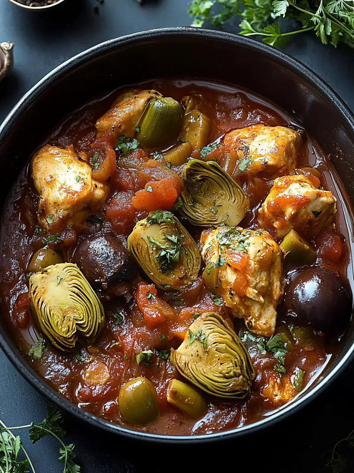Savory Chicken Stifado with Artichokes for Comforting Nights 4 Chicken Stifado with Artichokes