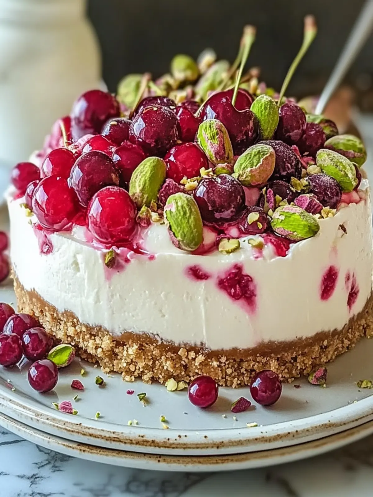 Cherry Pistachio Cheesecake: A Festive Delight to Impress! 2 Cherry Pistachio Cheesecake