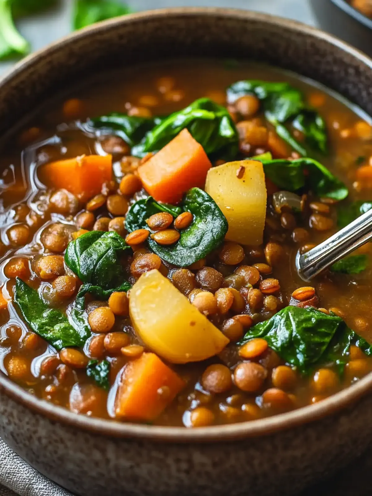 Hearty One-Pot Lentil Stew with Spinach and Root Veggies Bliss 4 hearty onepot lentil stew with spinach and root vegetables